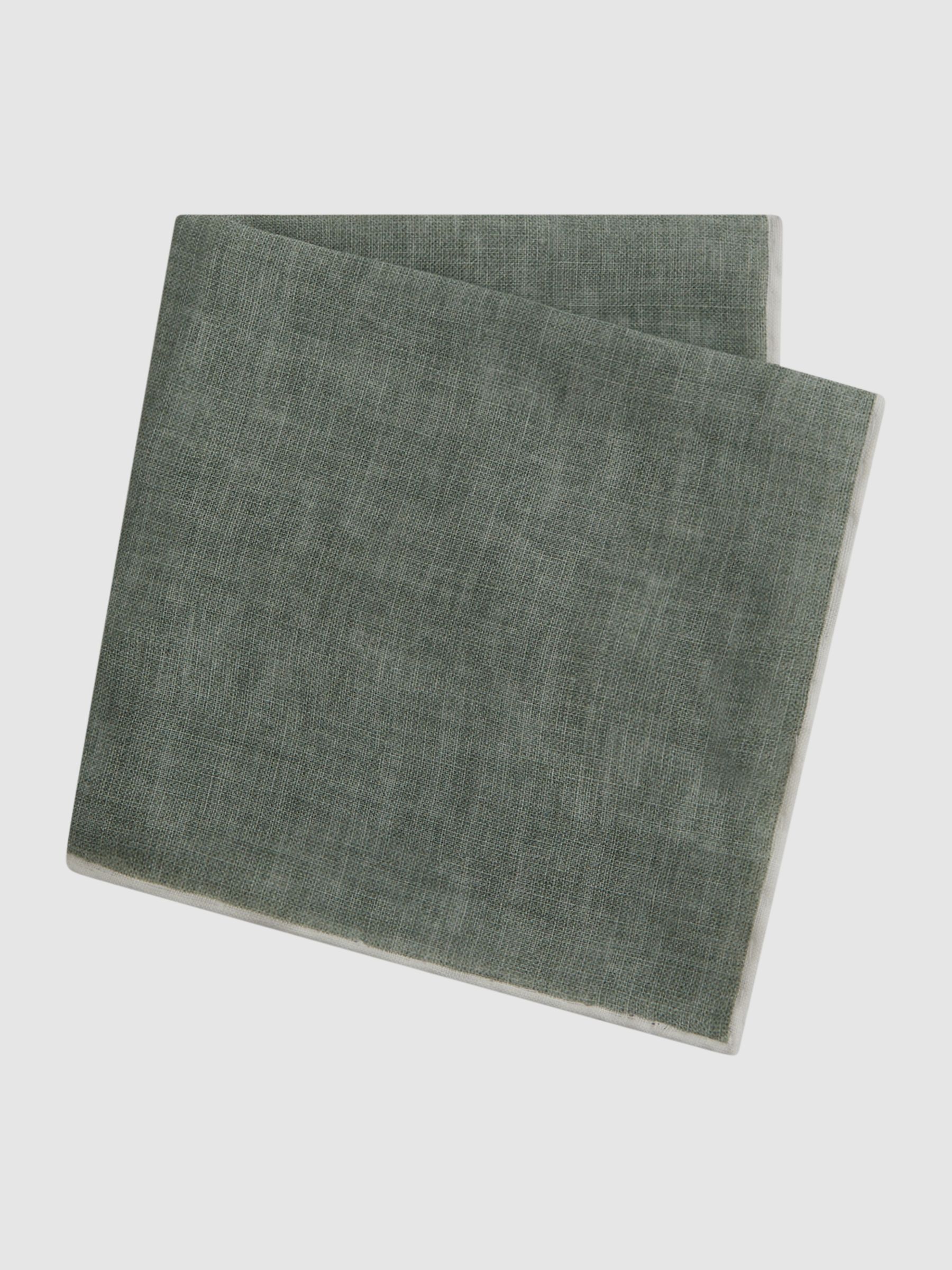 Linen Plain Pocket Square in Sage Melange - Image 3 of 5