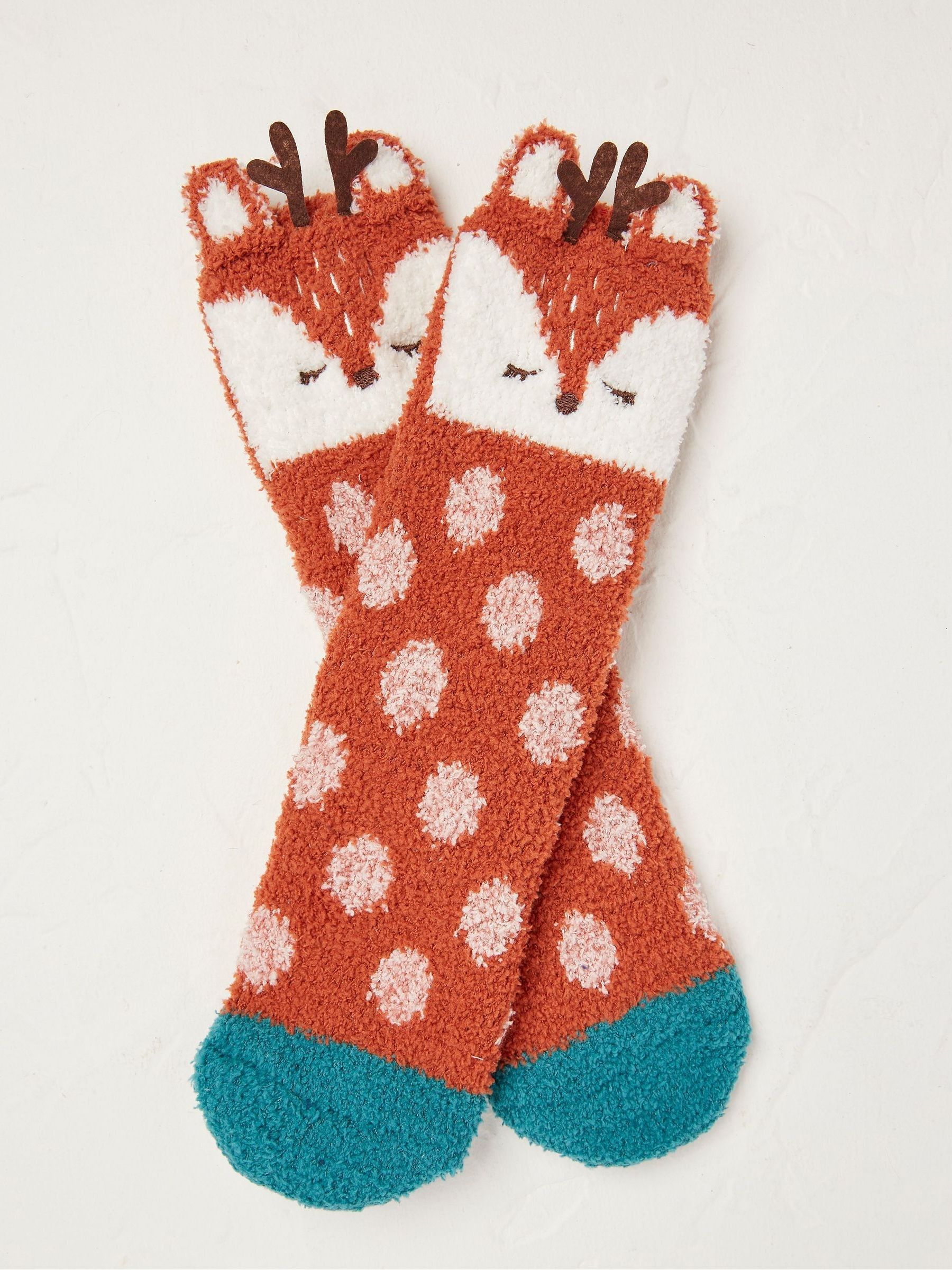 Orange Boys Deer Fluffy Socks - Image 1 of 2