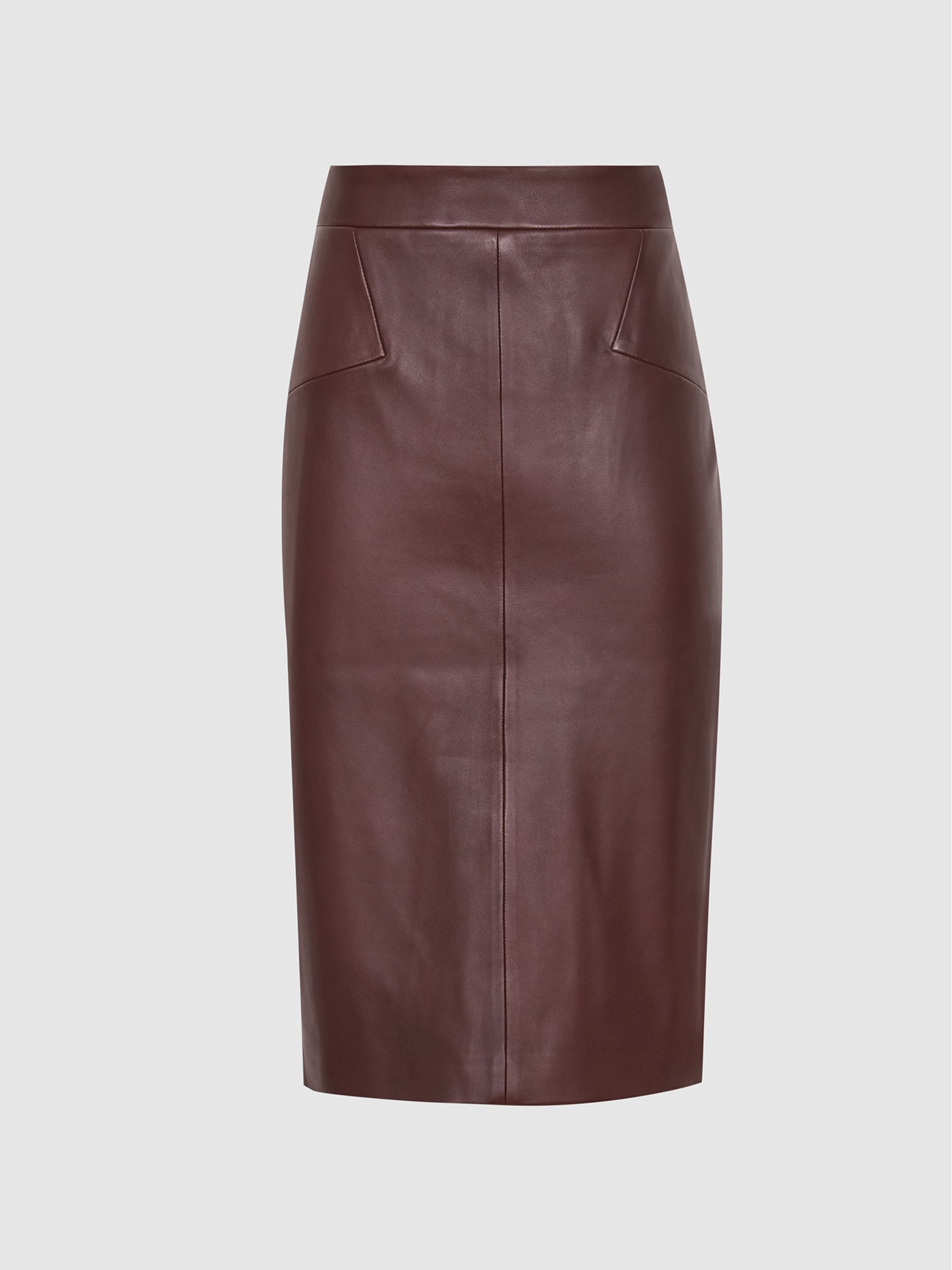 Leather Pencil Skirt in Berry Pink - Image 2 of 5