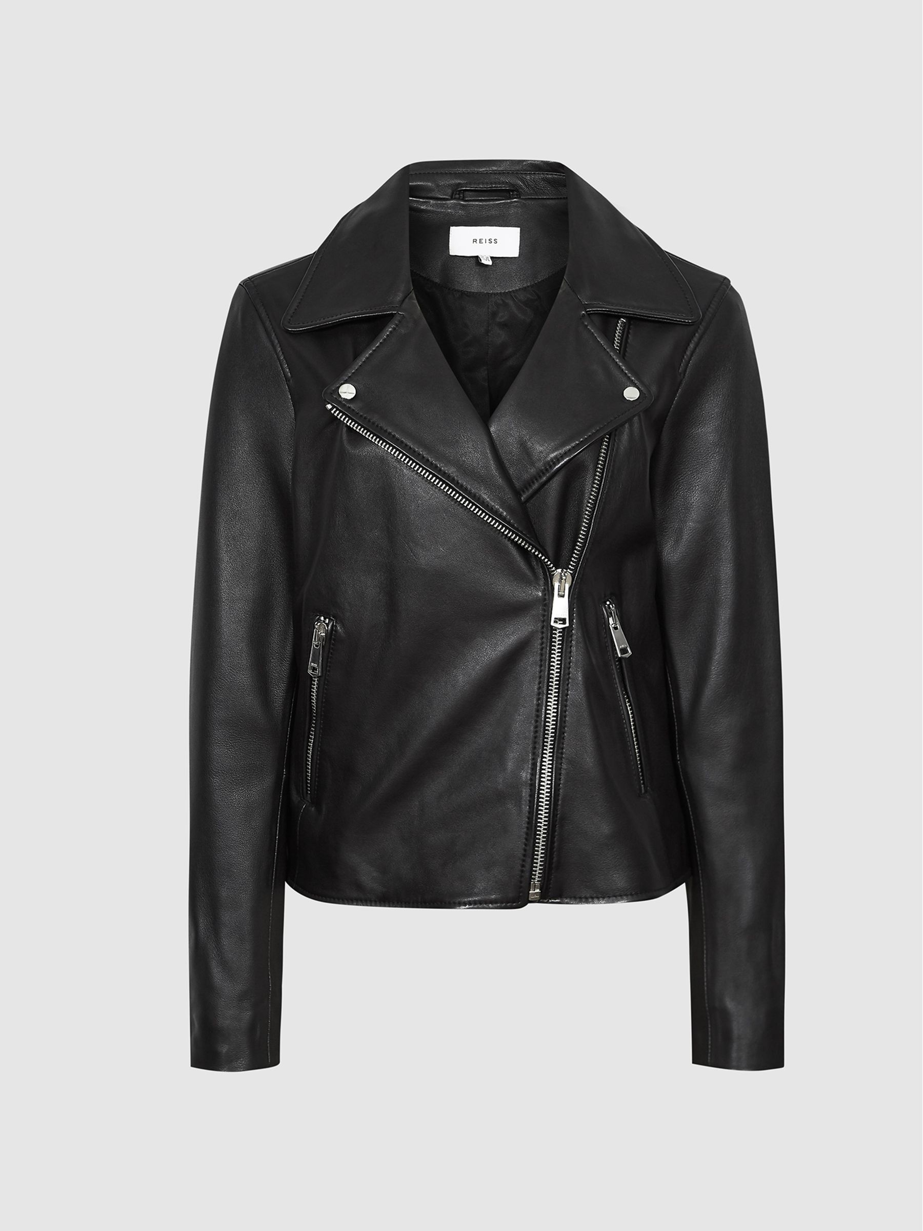 Leather Biker Jacket in Black - Image 2 of 6