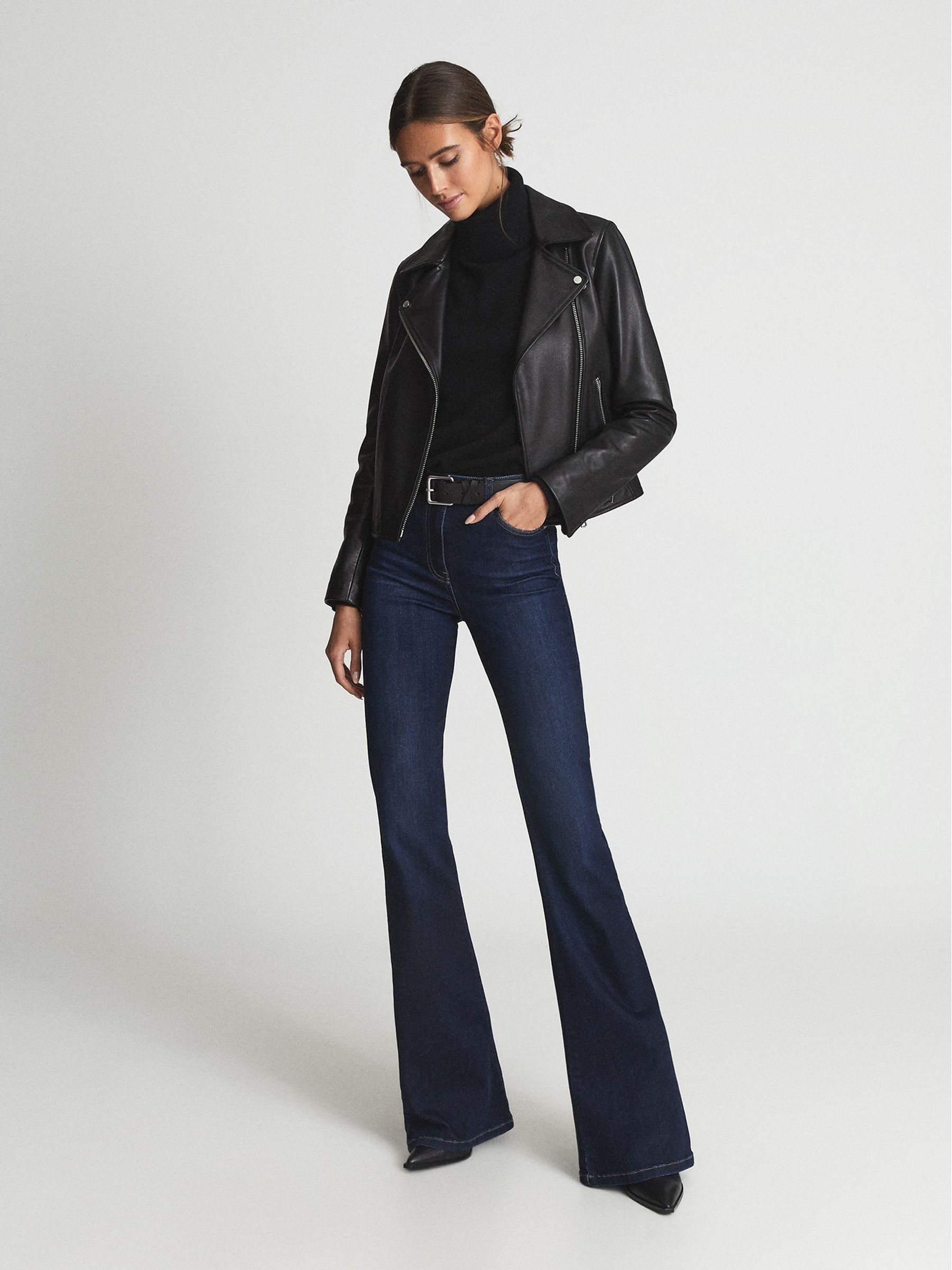 Leather Biker Jacket in Black - Image 3 of 6