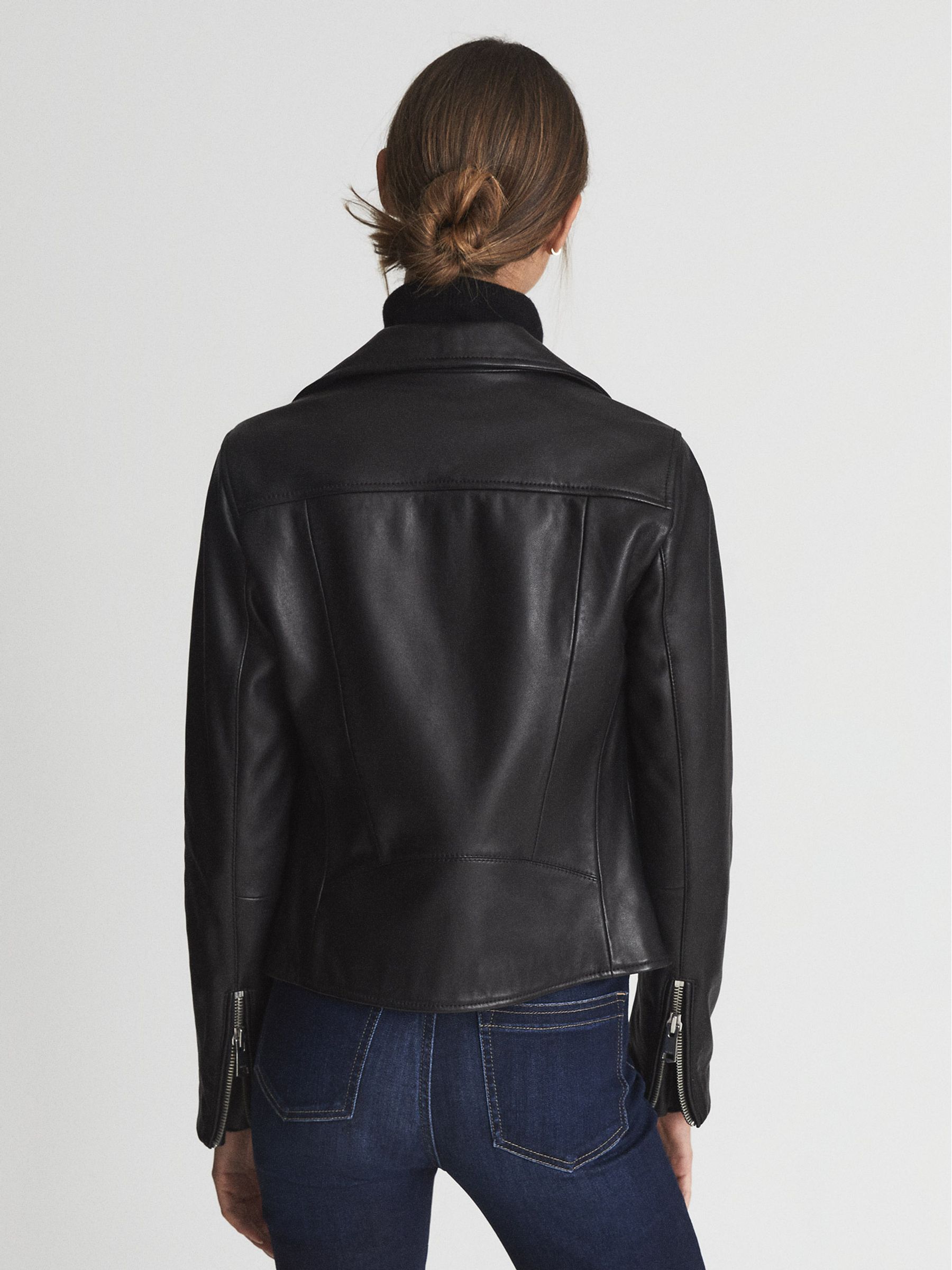Leather Biker Jacket in Black - Image 5 of 6