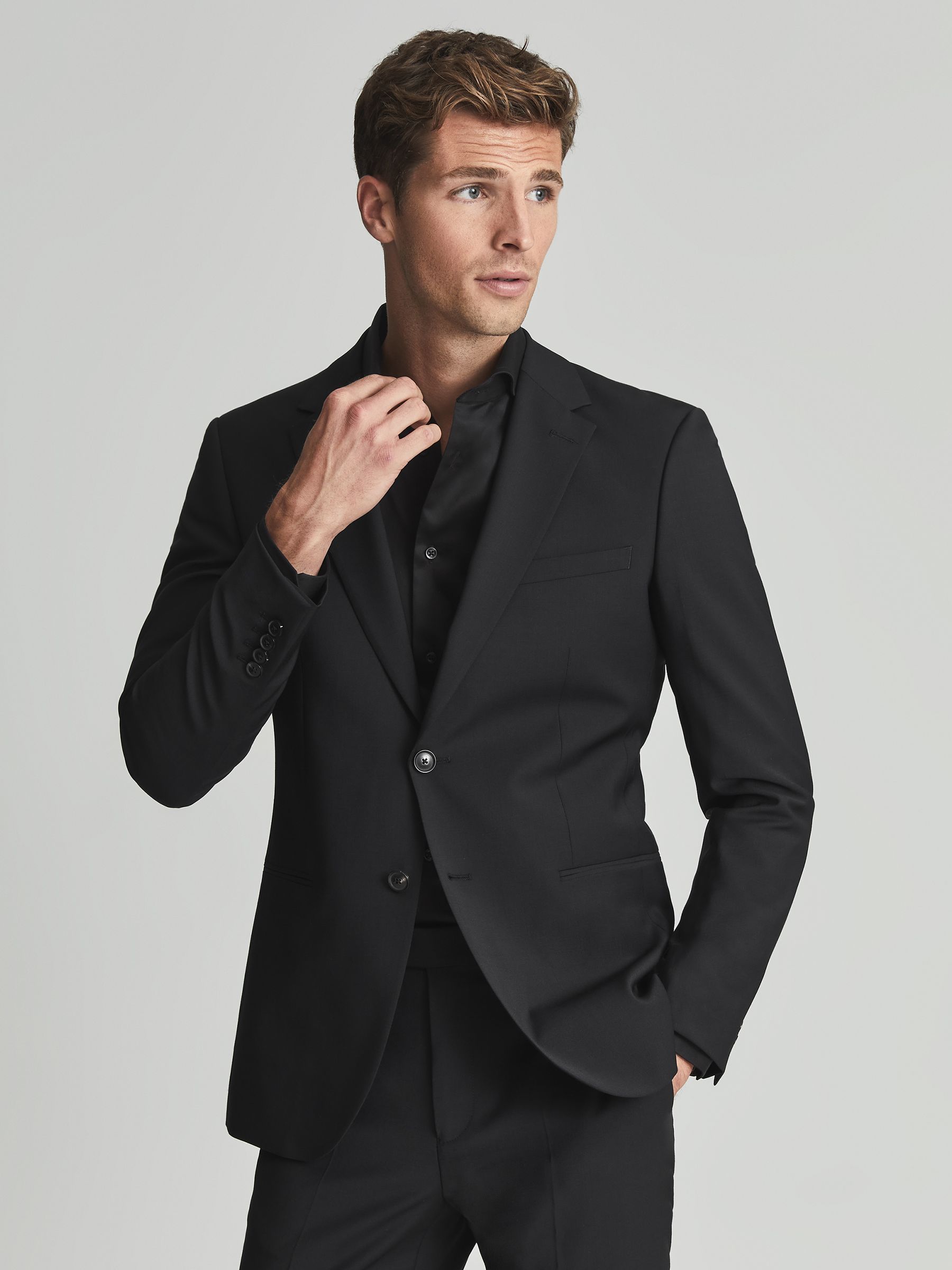 Cotton Twill Slim Fit Shirt in Black - Image 3 of 6