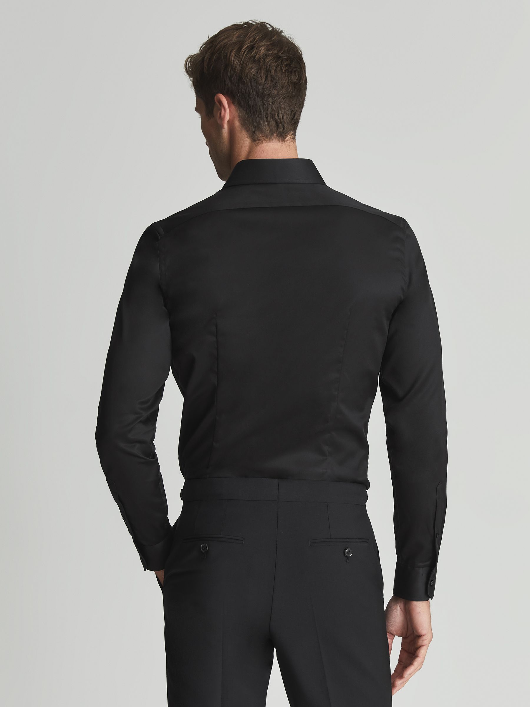 Cotton Twill Slim Fit Shirt in Black - Image 5 of 6