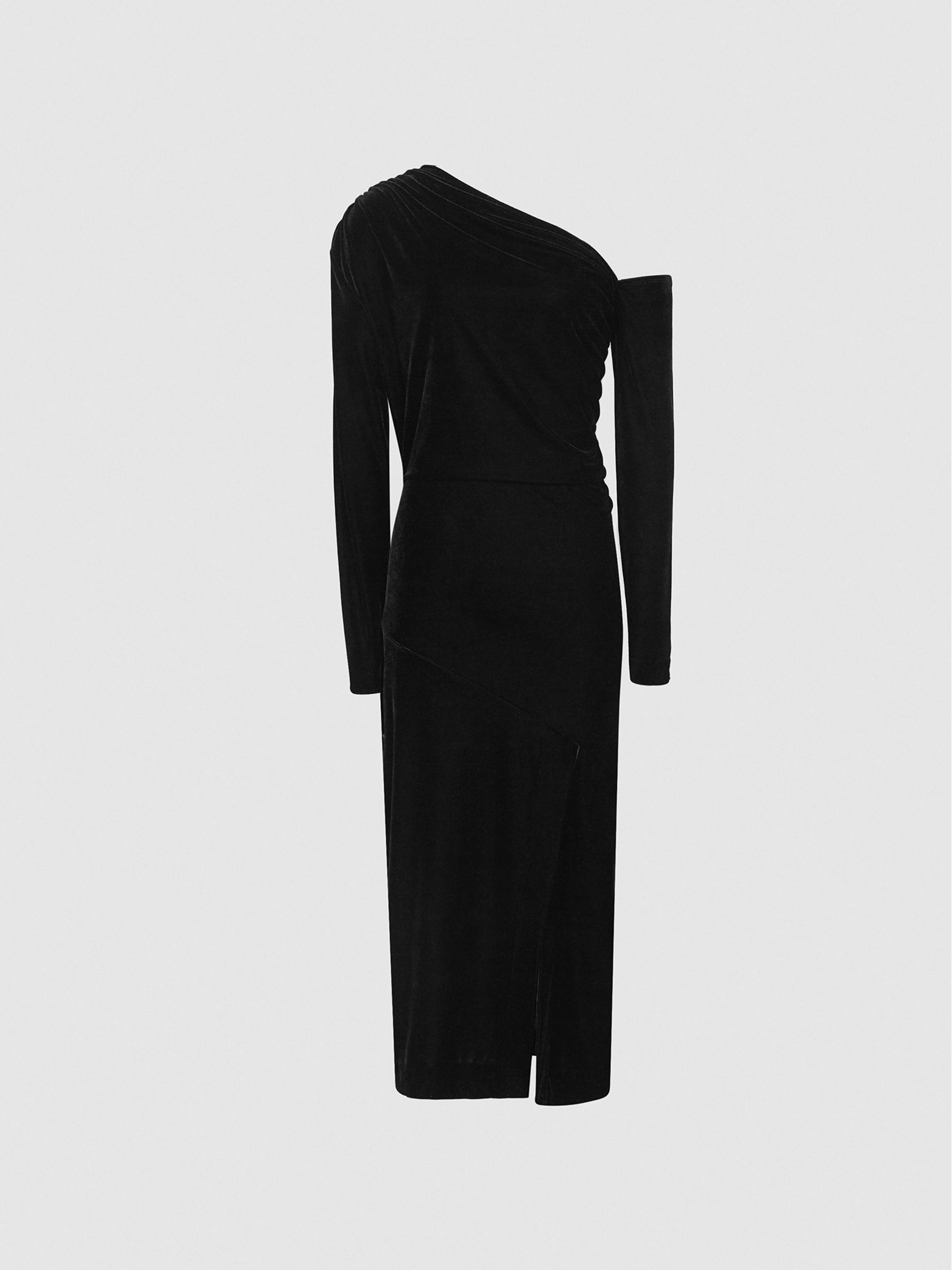 Velvet Midi Dress in Black - Image 2 of 5 Velvet Midi Dress in Black - Image 2 of 5