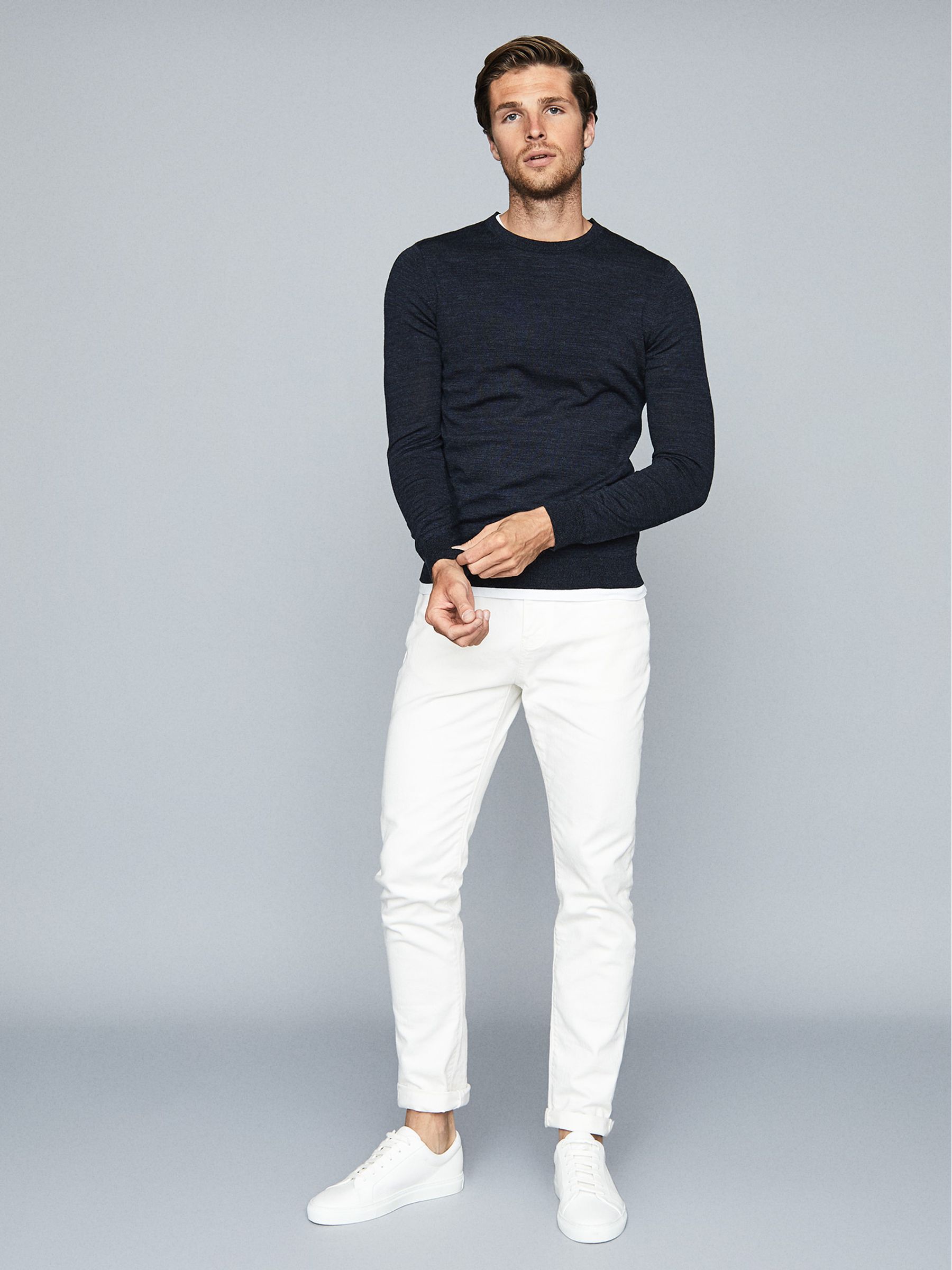 Merino Wool Jumper in Indigo Mouline - Image 1 of 6