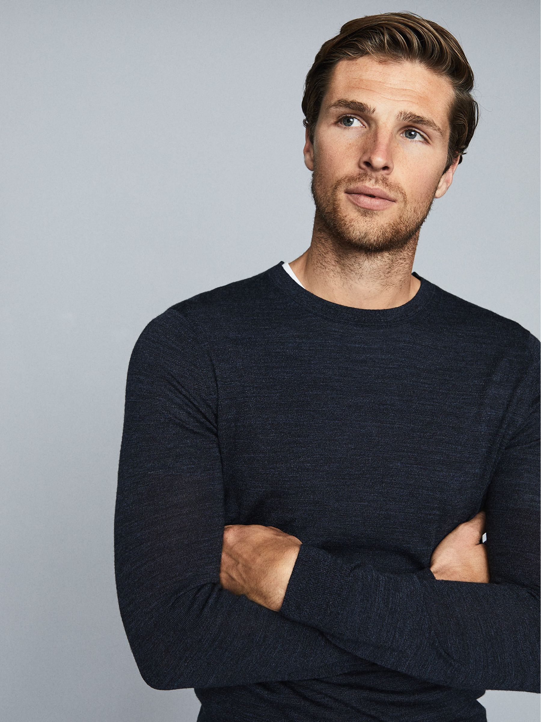 Merino Wool Jumper in Indigo Mouline - Image 4 of 6