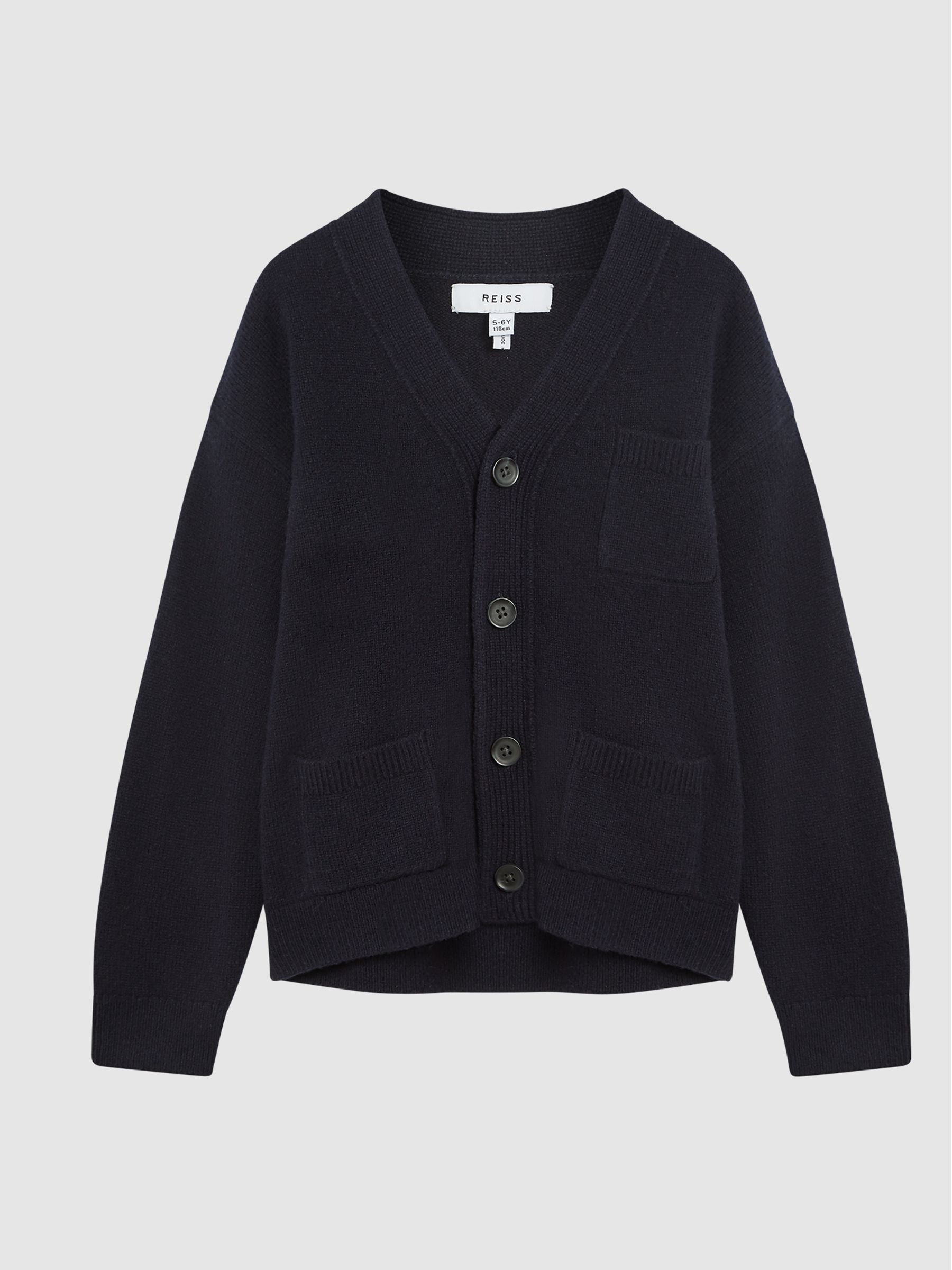 100% Merino Wool Cardigan in Navy - Image 2 of 7