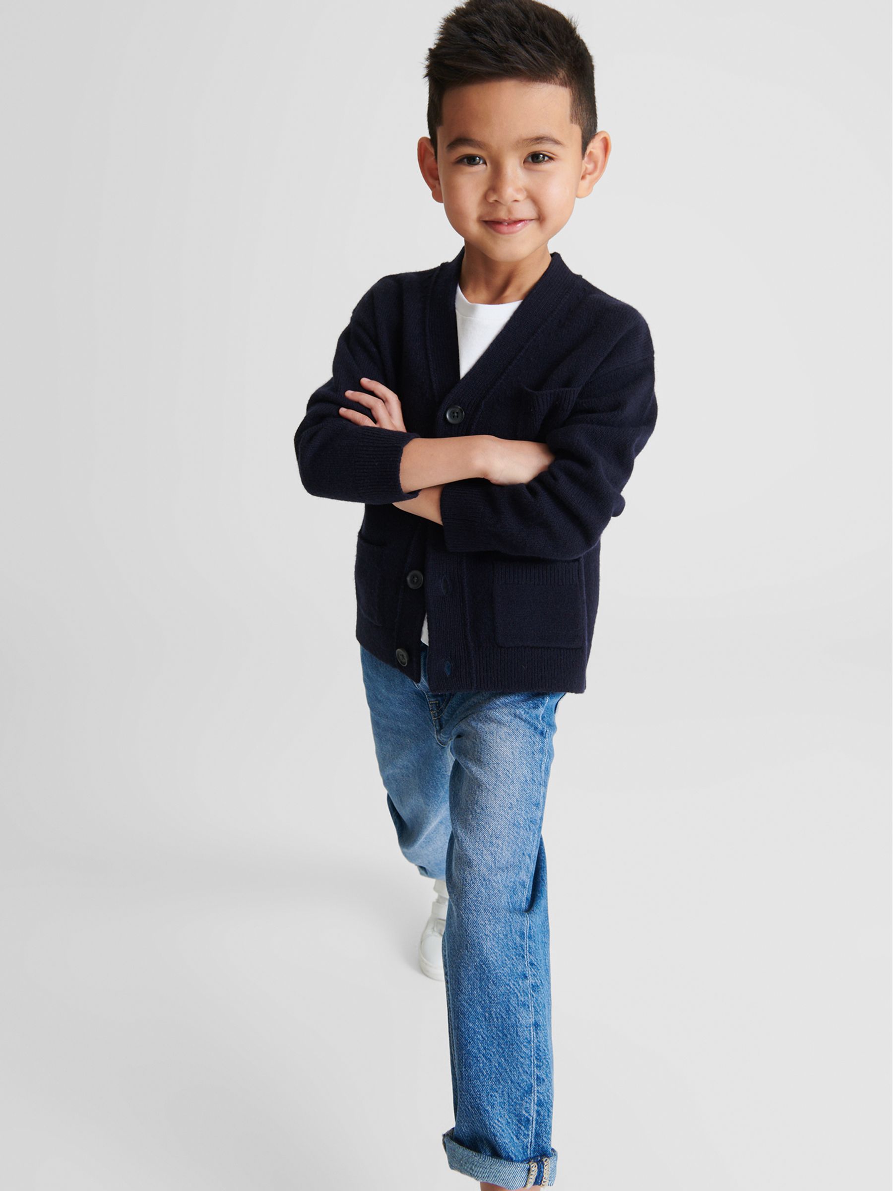 100% Merino Wool Cardigan in Navy - Image 4 of 7