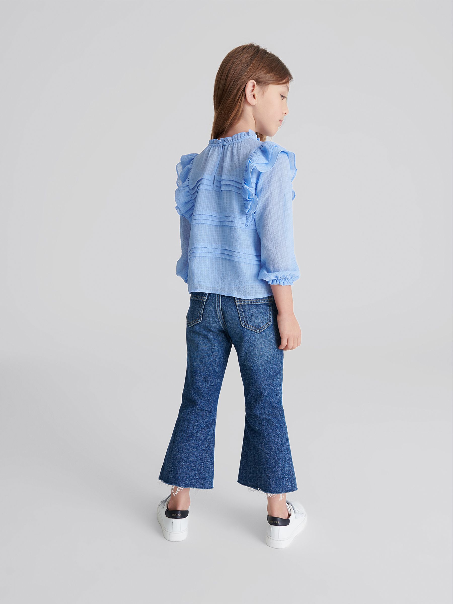 Ruffle Shoulder Blouse in Blue - Image 5 of 6