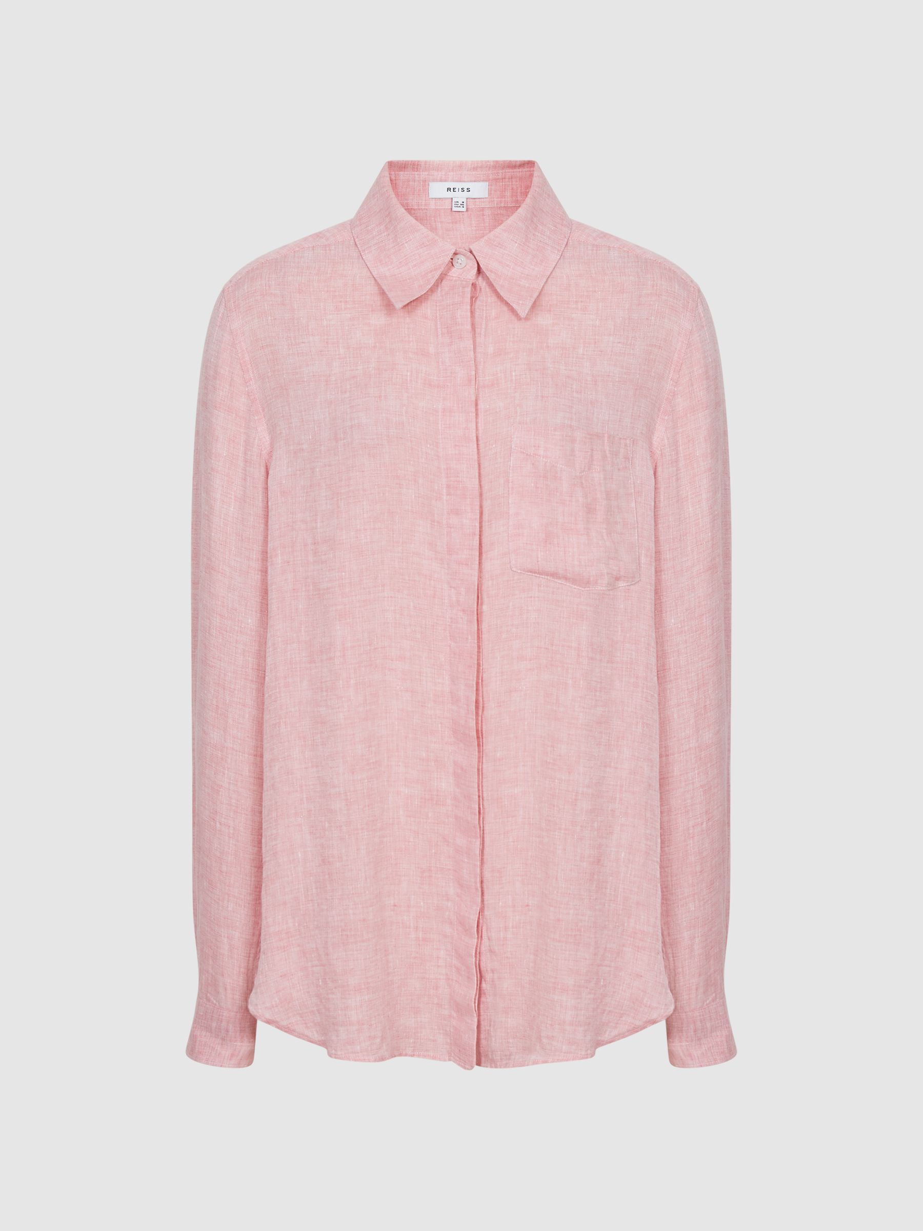 Linen Long Sleeve Shirt in Pink - Image 2 of 6