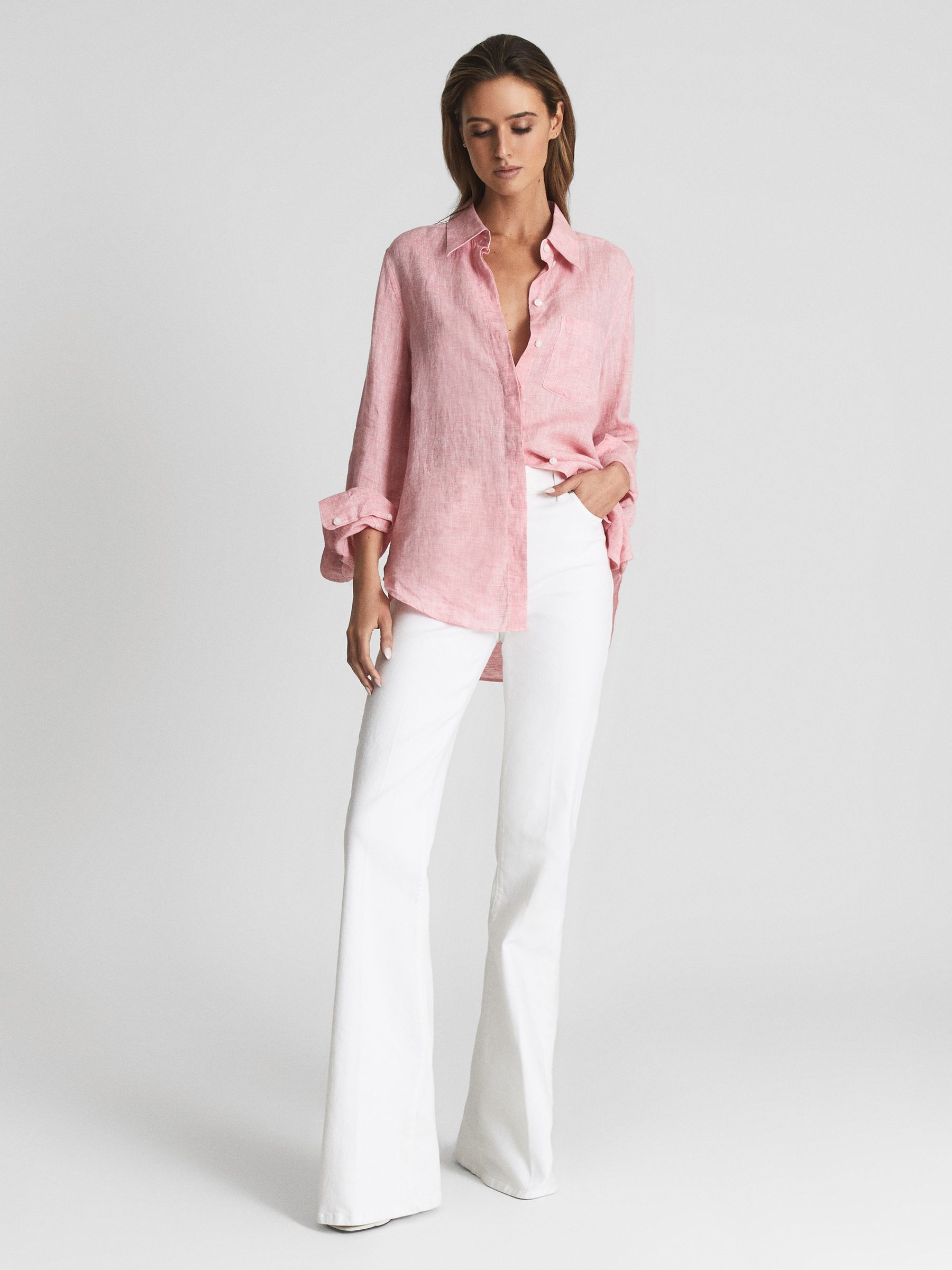 Linen Long Sleeve Shirt in Pink - Image 6 of 6