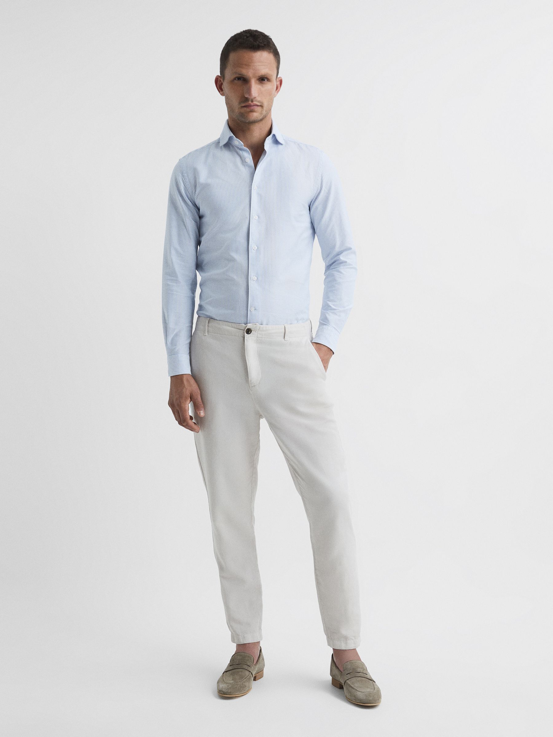 Striped Oxford Shirt in White/Blue - Image 3 of 8