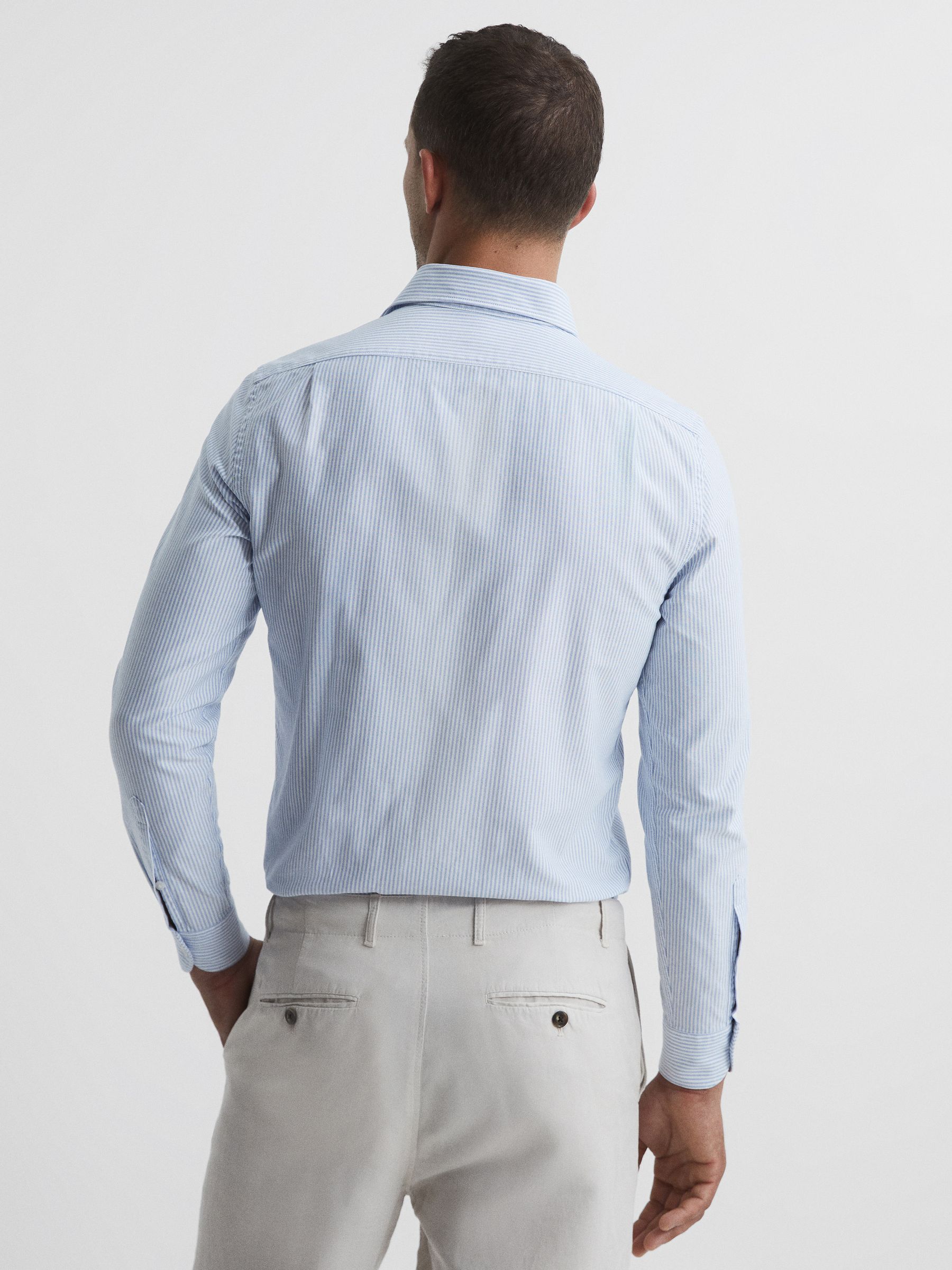 Striped Oxford Shirt in White/Blue - Image 5 of 8