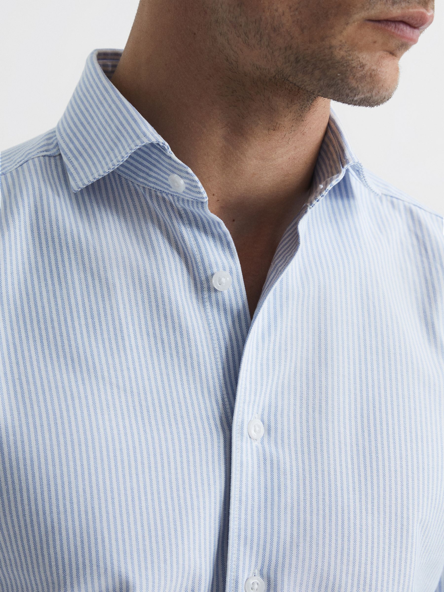 Striped Oxford Shirt in White/Blue - Image 8 of 8