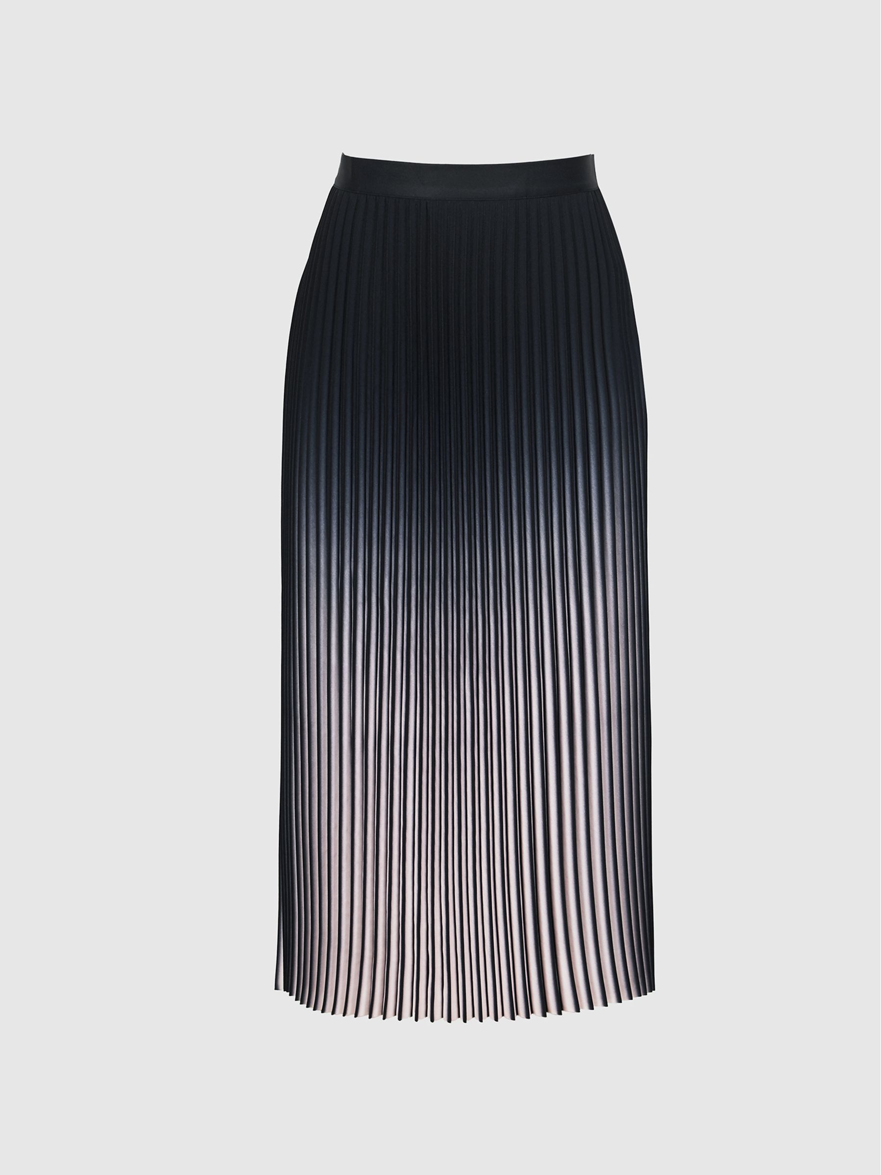 Reiss Ombre Pleated Midi Skirt in Cream/Black - REISS