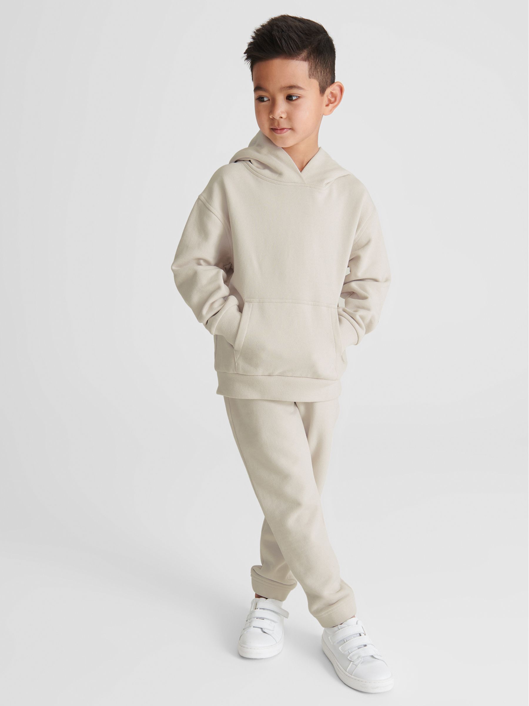 Oversized Cotton Jersey Hoodie in Dark Ecru - Image 1 of 6