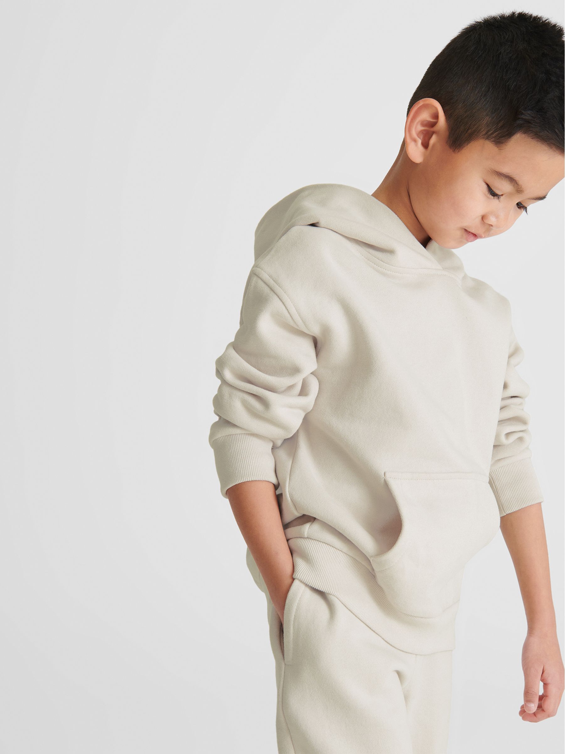 Oversized Cotton Jersey Hoodie in Dark Ecru - Image 3 of 6