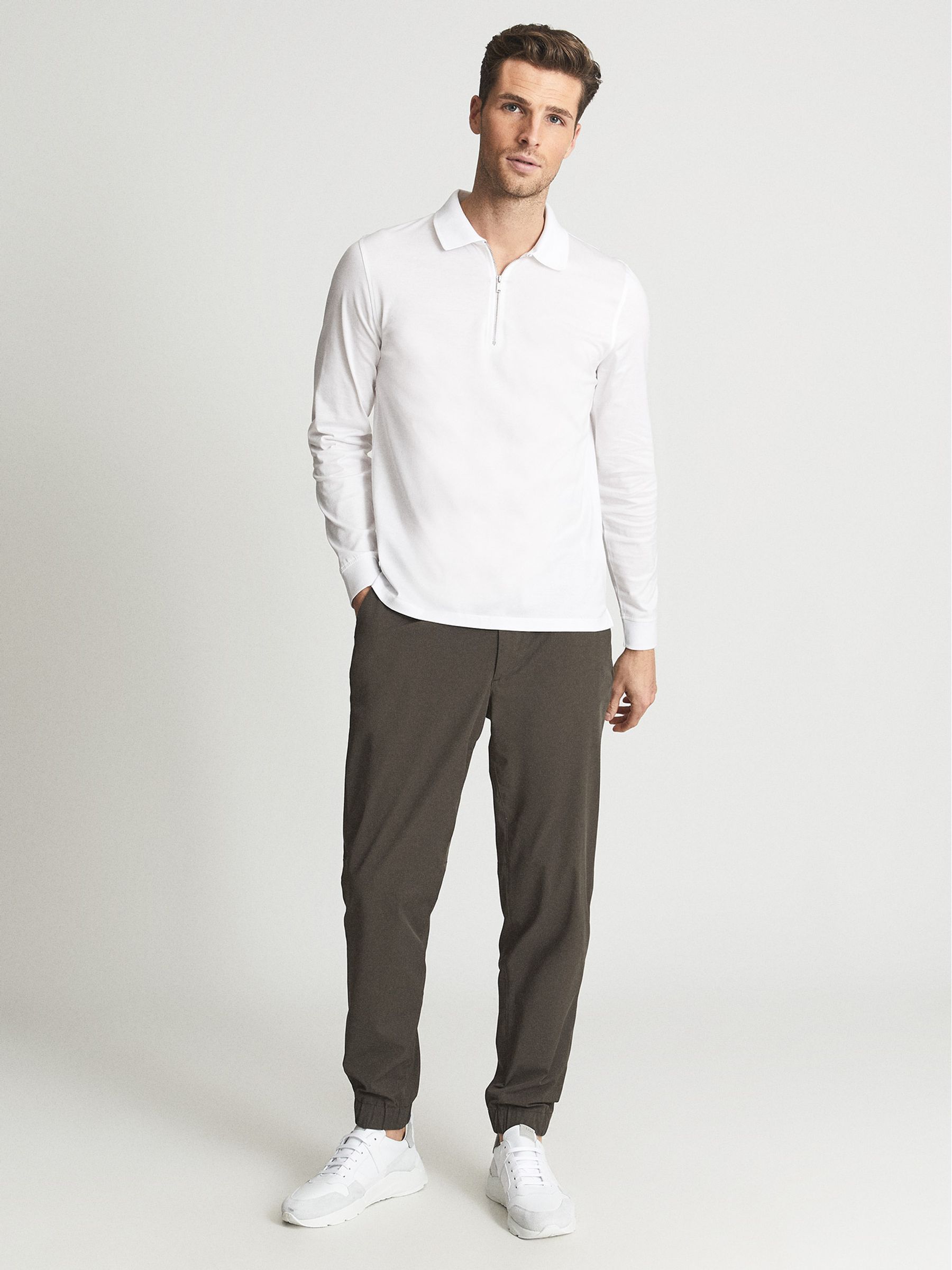 Golf Half Zip Polo Shirt in White - Image 1 of 5