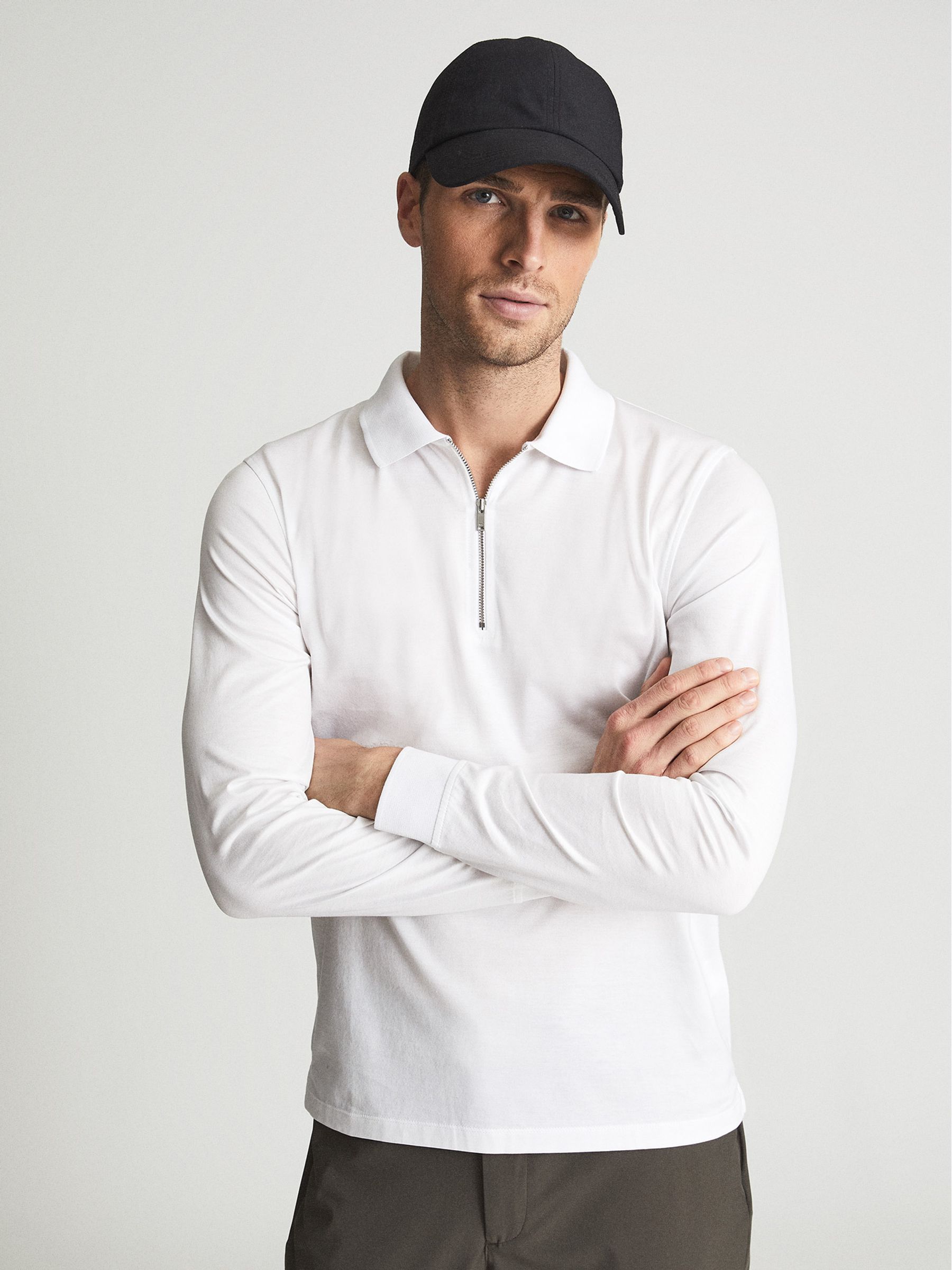 Golf Half Zip Polo Shirt in White - Image 3 of 5