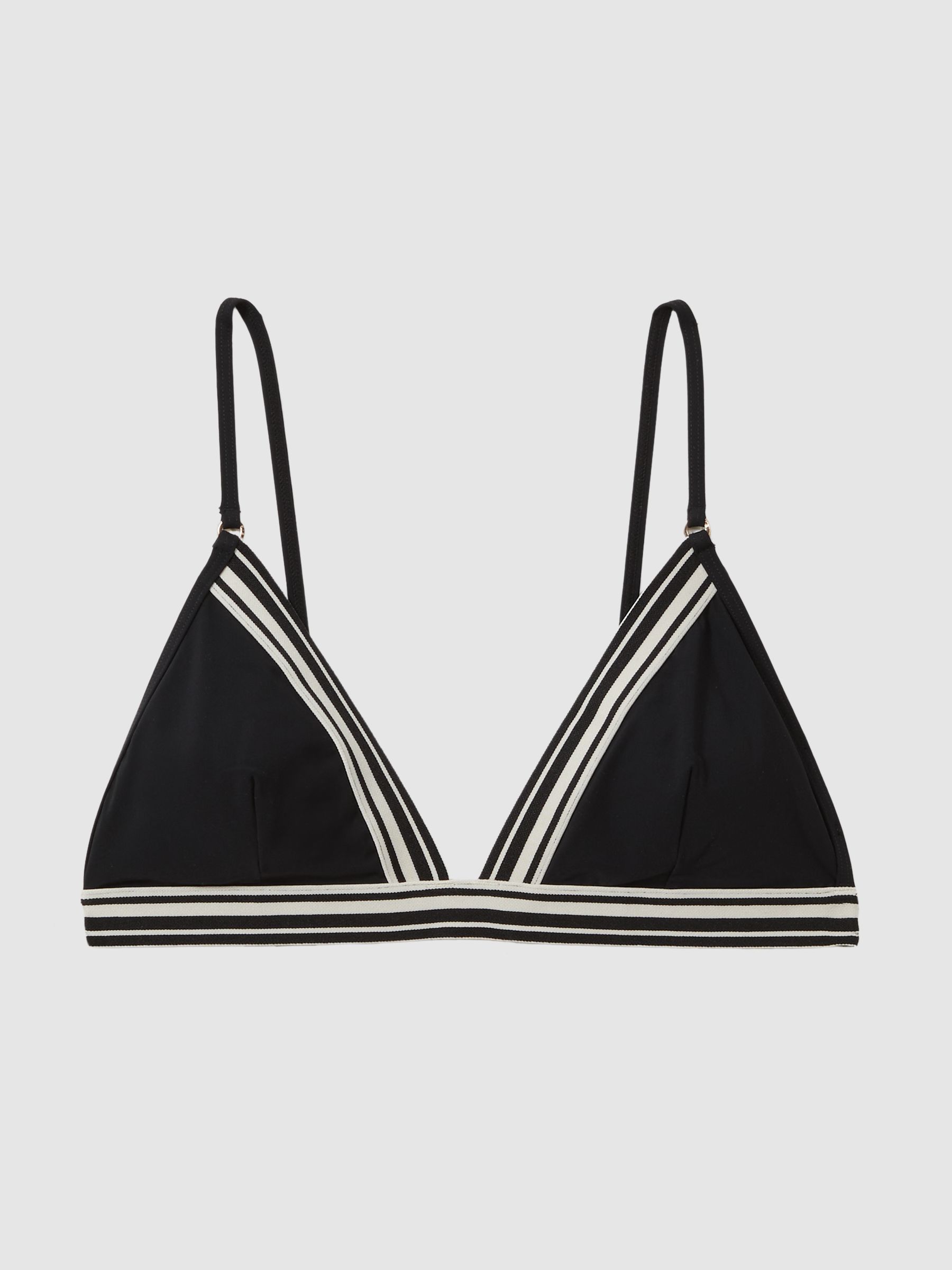 Triangle Colourblock Bikini Top in Black - Image 2 of 5