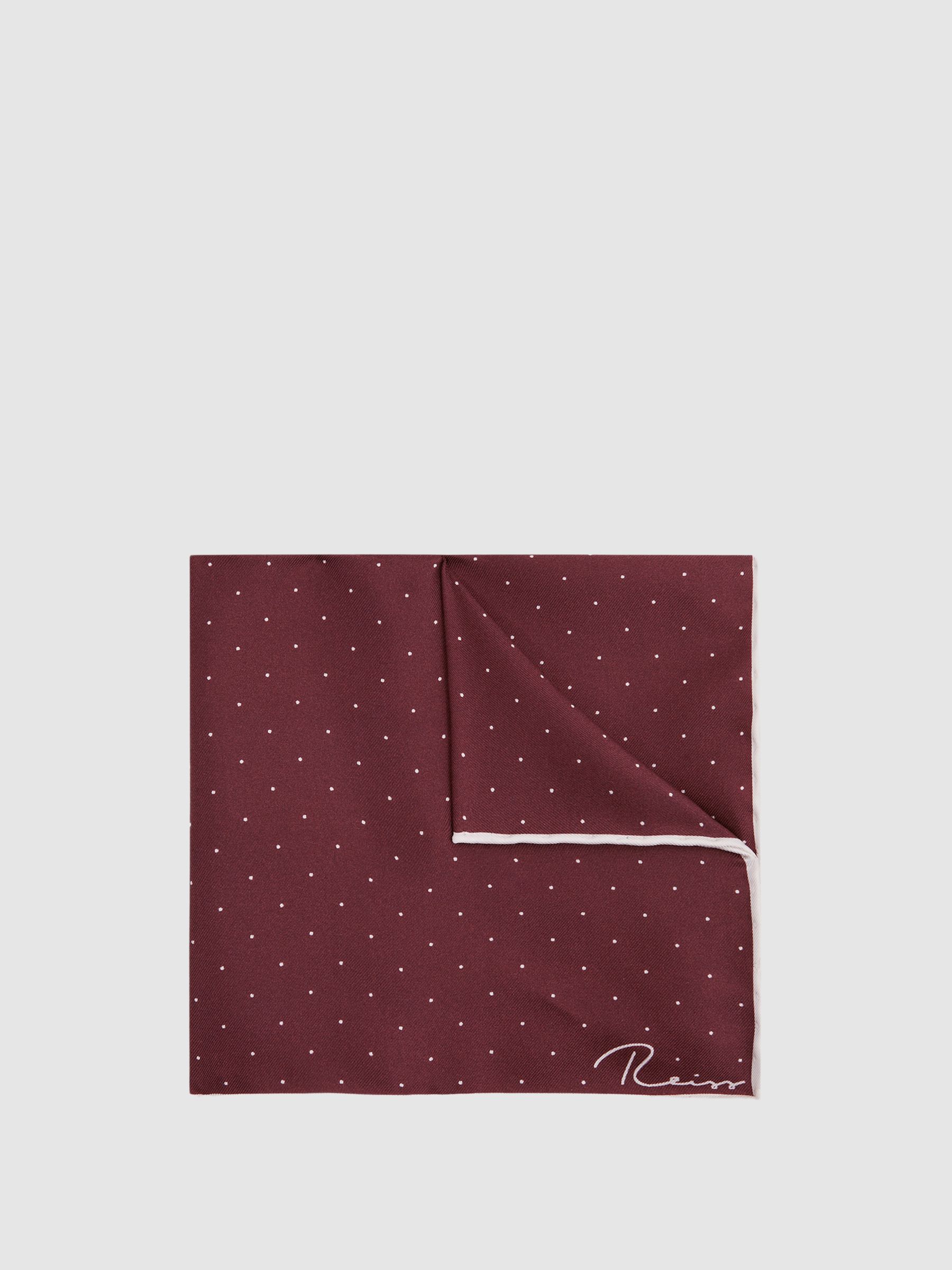 Polka Dot Silk Pocket Square in Burgundy - Image 1 of 5