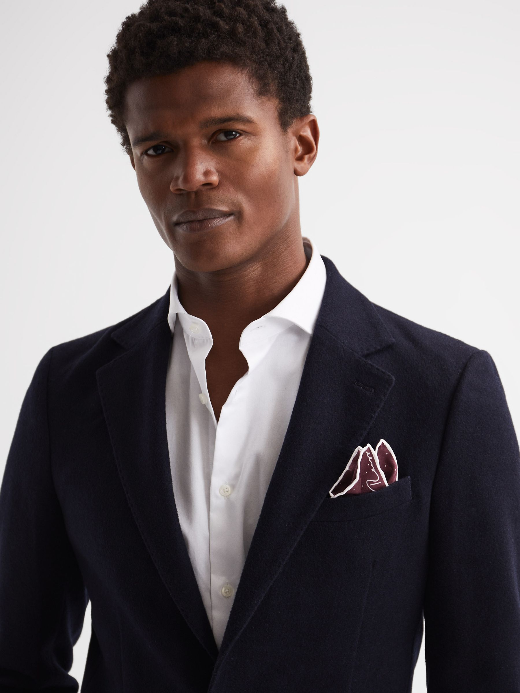 Polka Dot Silk Pocket Square in Burgundy - Image 2 of 5