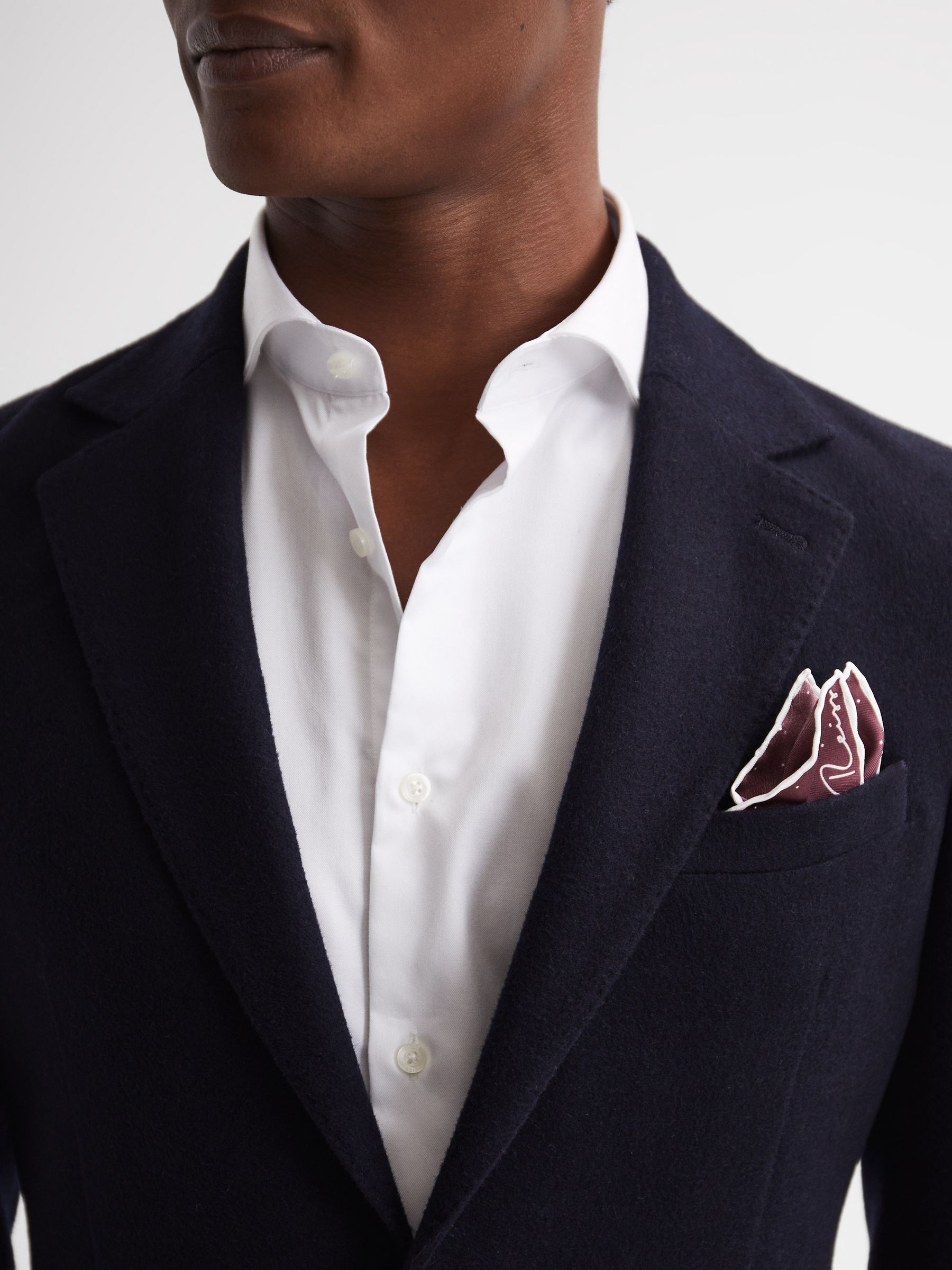 Polka Dot Silk Pocket Square in Burgundy - Image 3 of 5