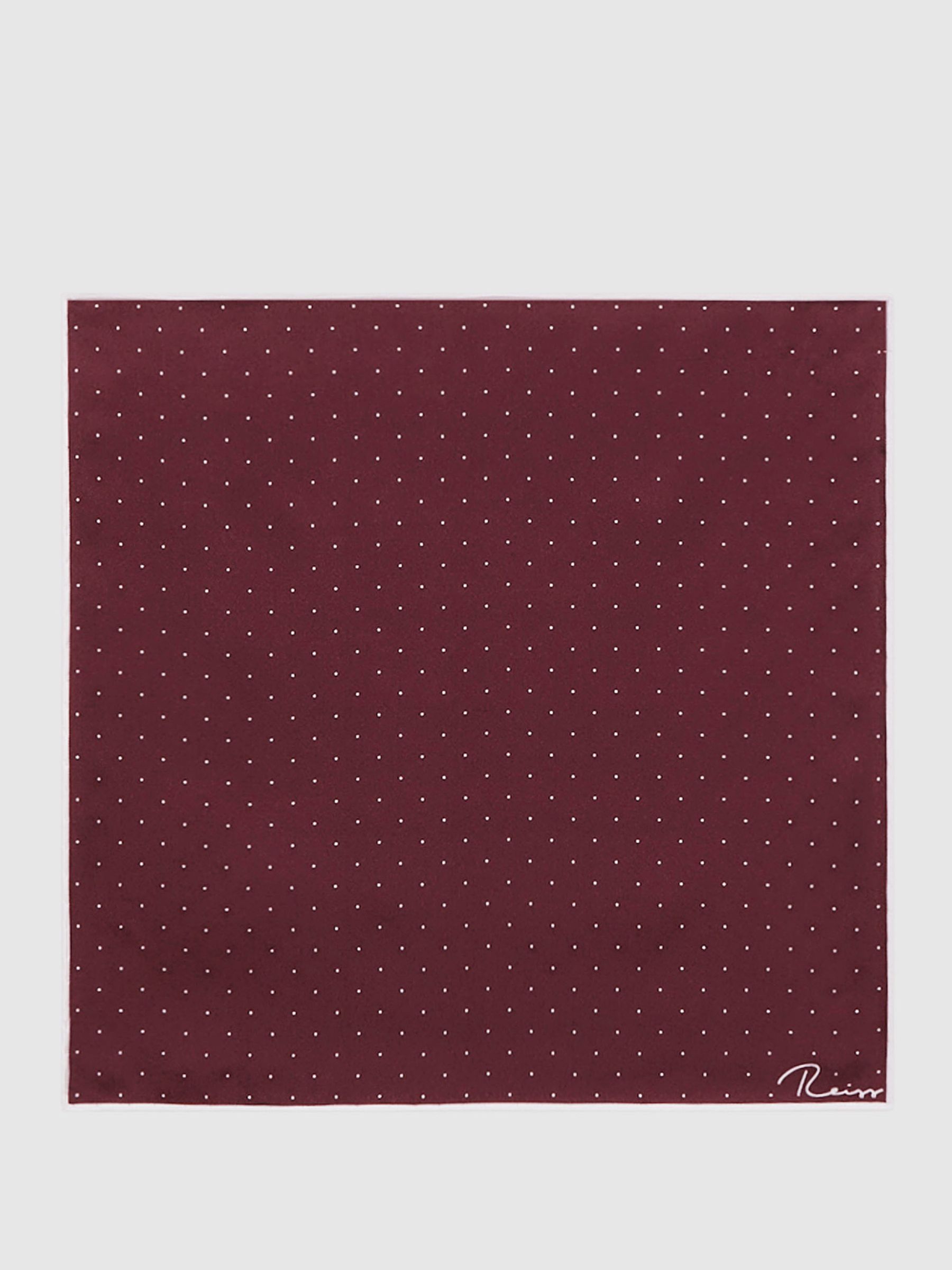 Polka Dot Silk Pocket Square in Burgundy - Image 4 of 5