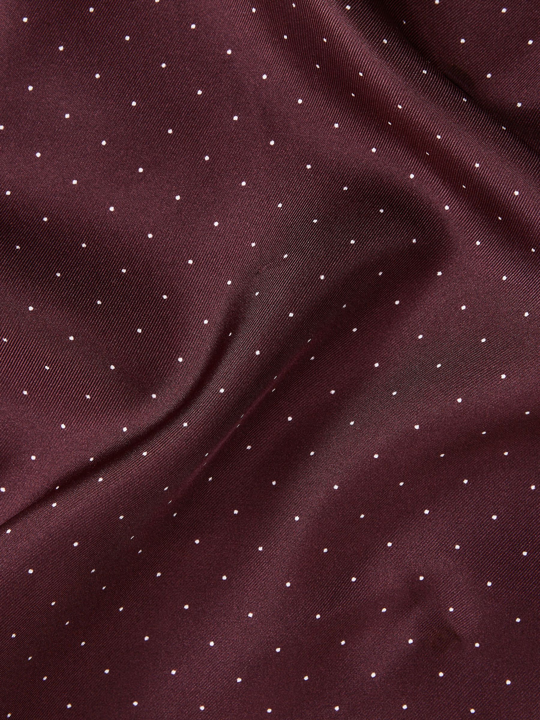 Polka Dot Silk Pocket Square in Burgundy - Image 5 of 5