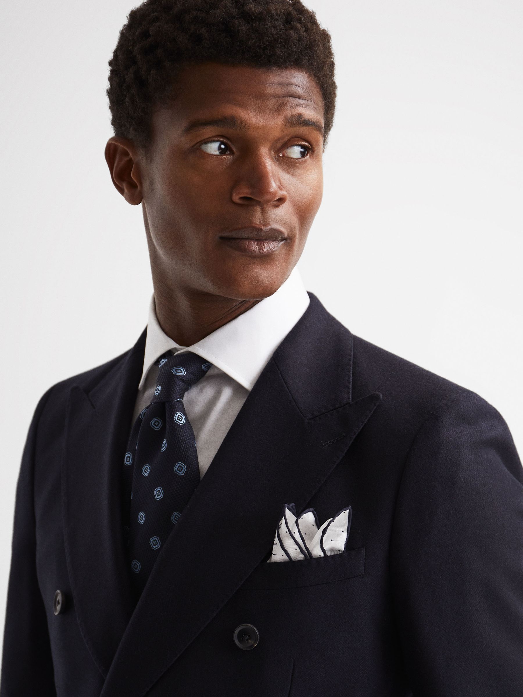 Polka Dot Silk Pocket Square in White - Image 2 of 5