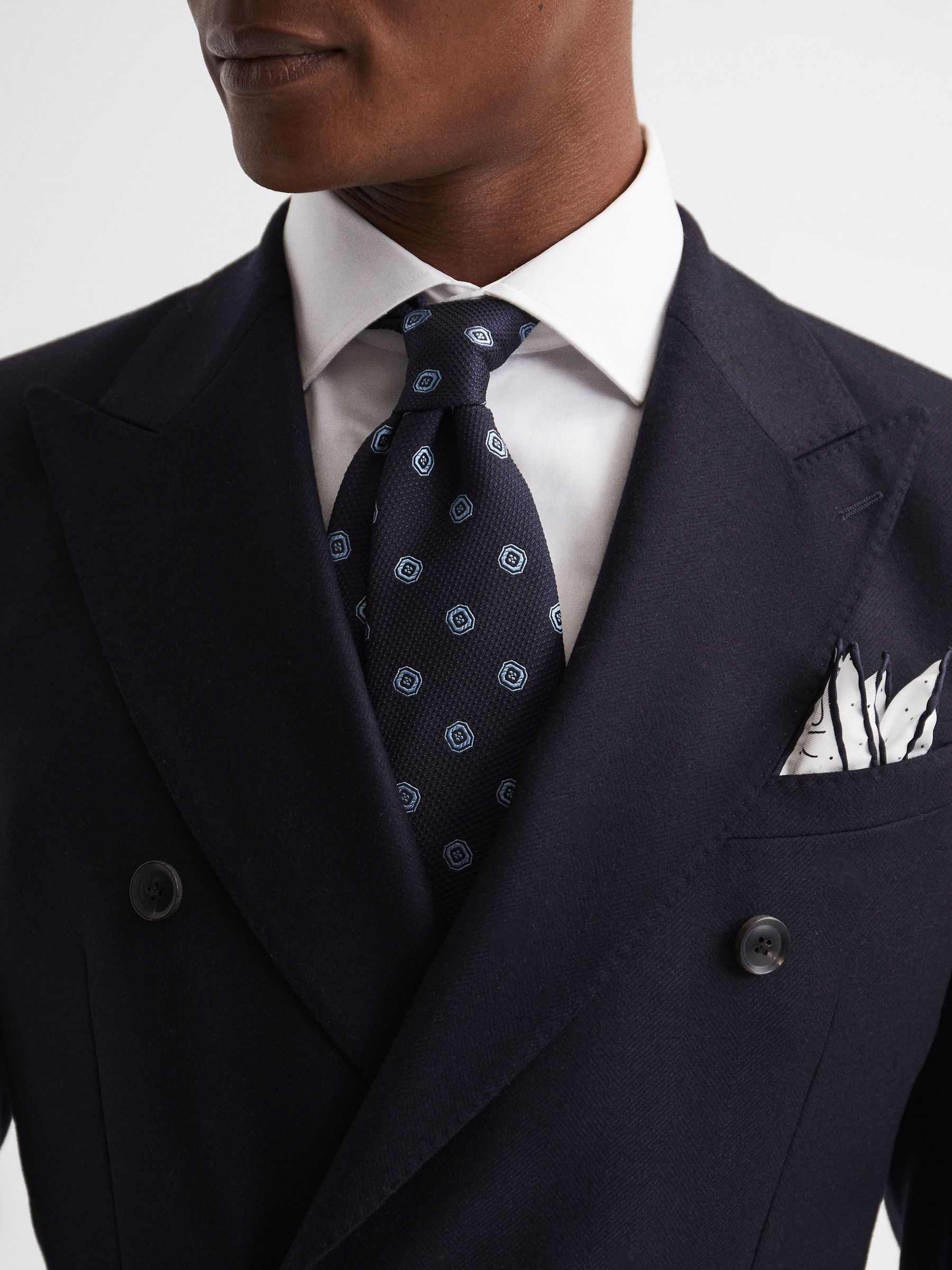 Polka Dot Silk Pocket Square in White - Image 3 of 5