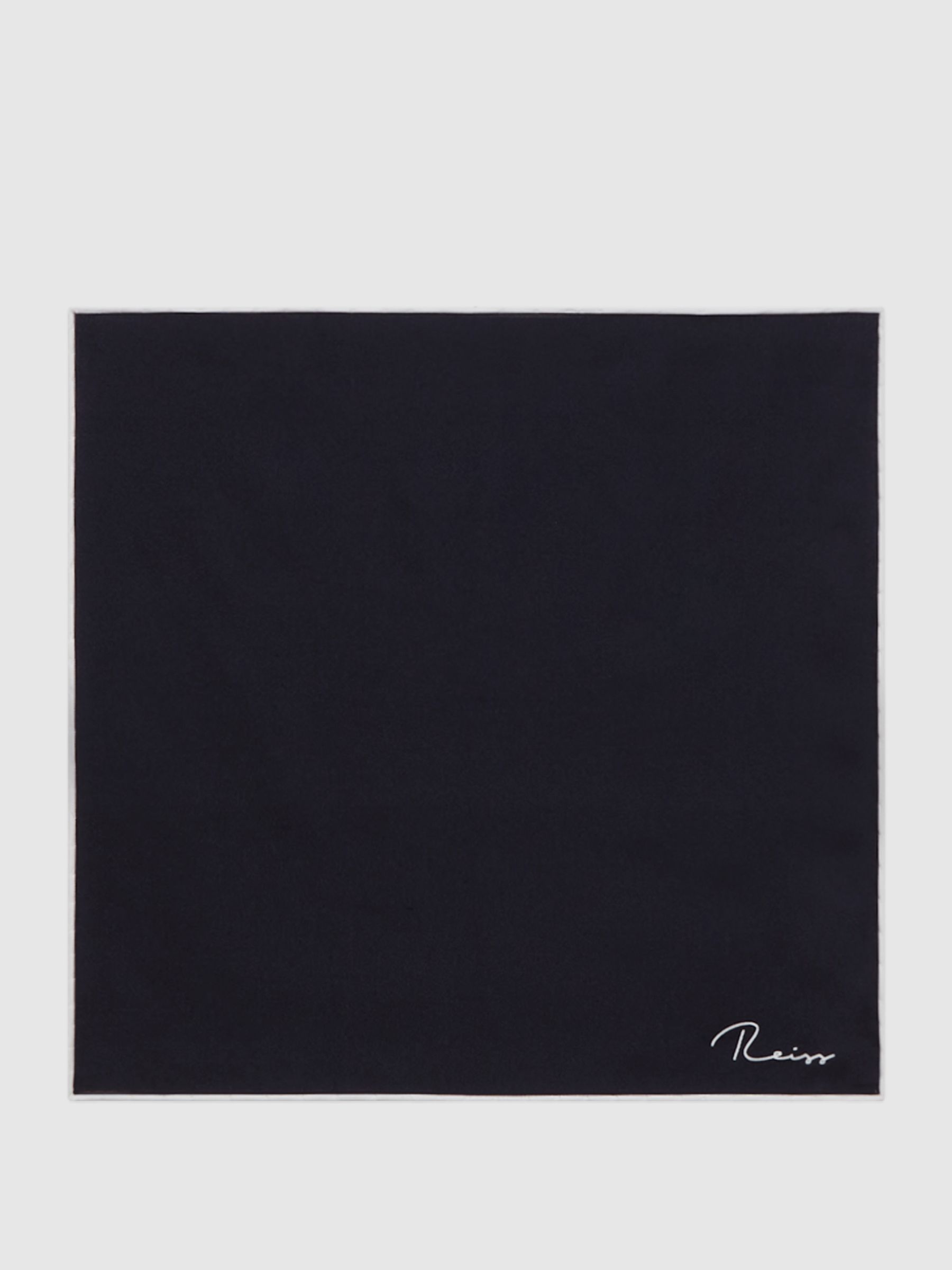 Plain Silk Pocket Square in Navy - Image 4 of 5