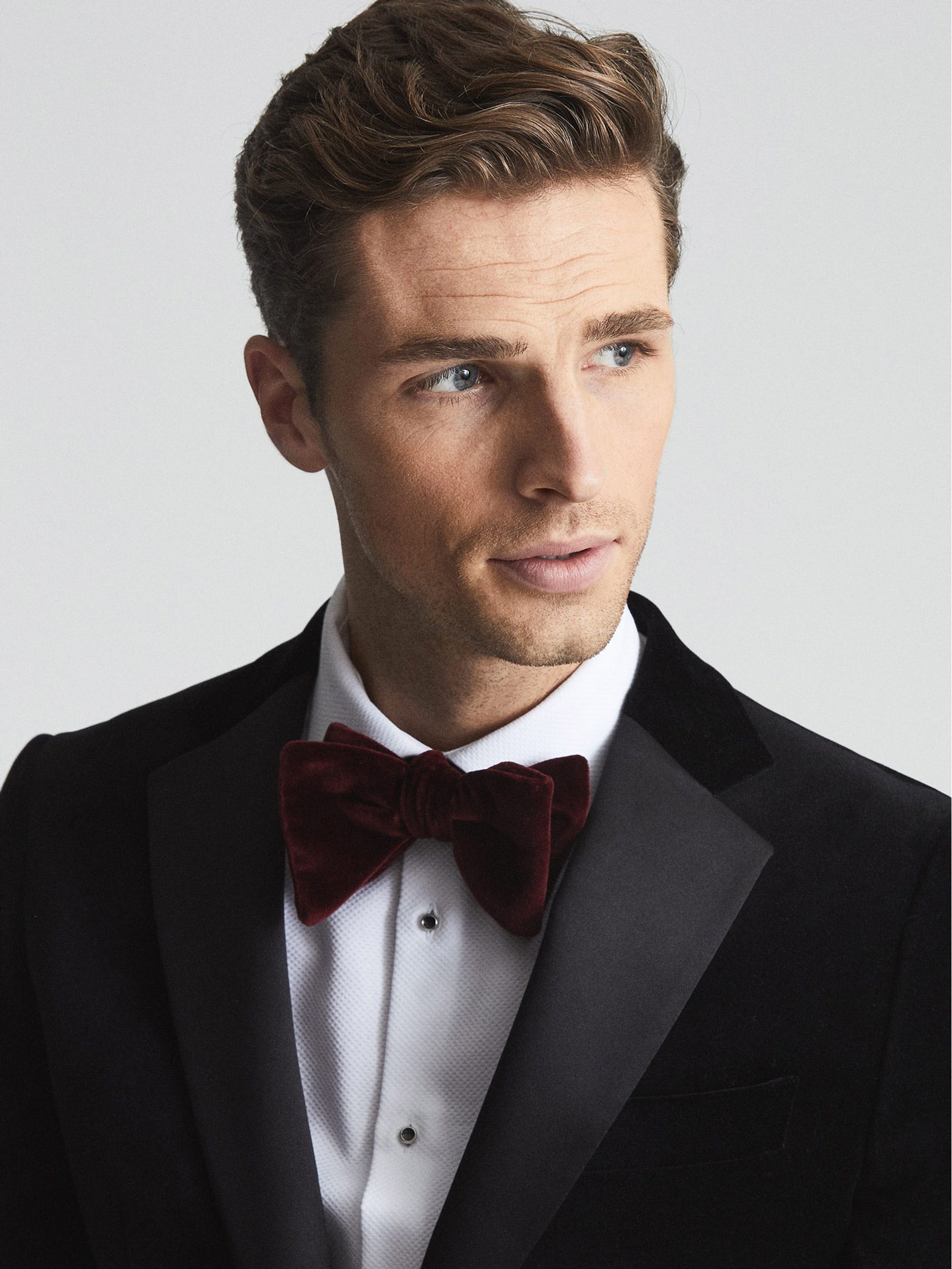 Velvet Bow Tie in Burgundy - Image 2 of 4