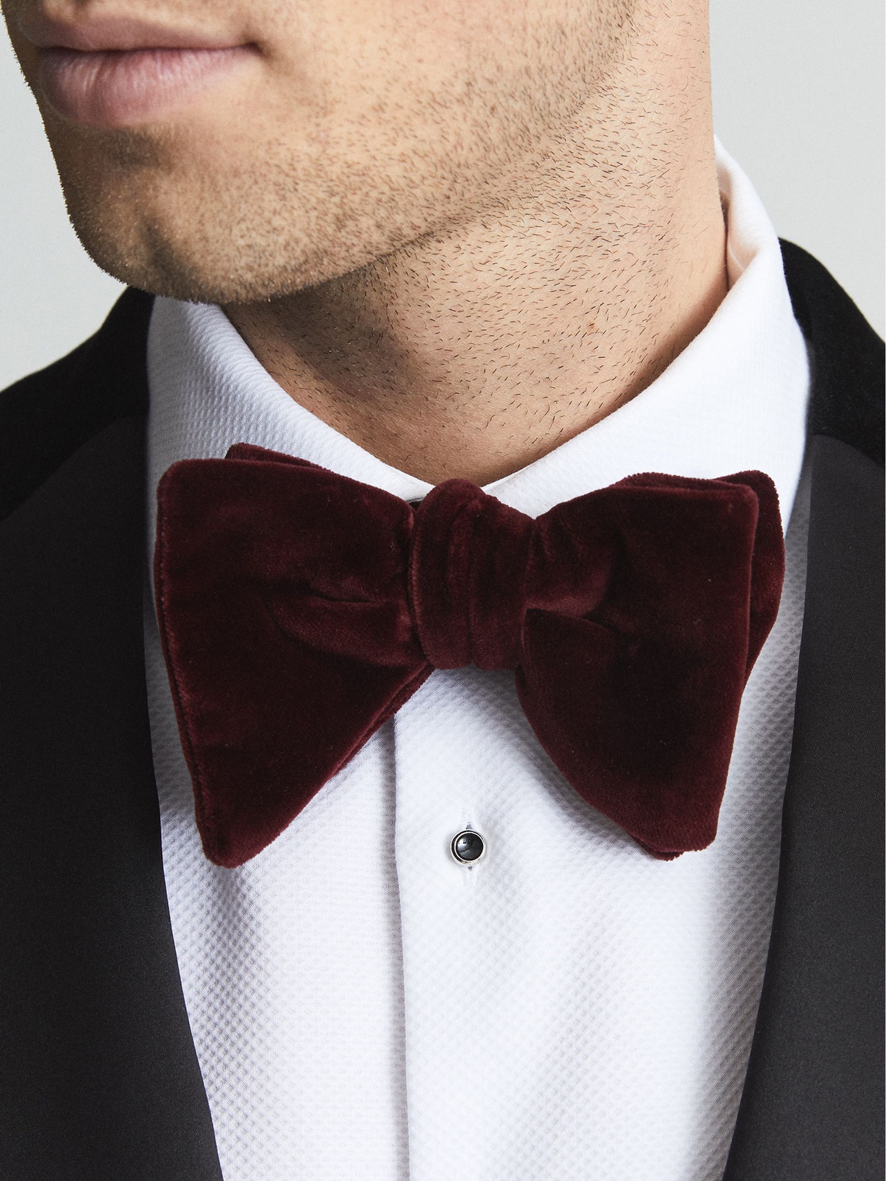 Velvet Bow Tie in Burgundy - Image 4 of 4
