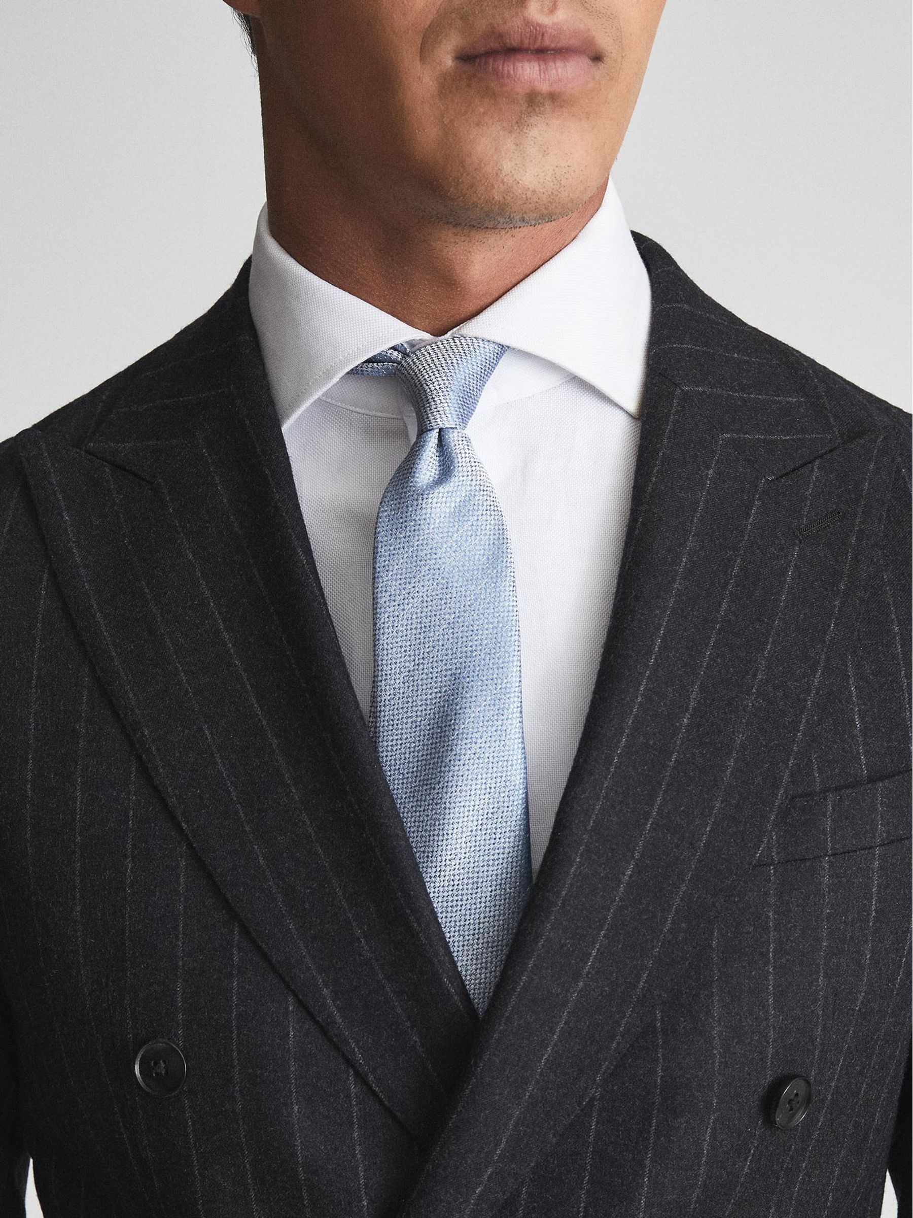 Textured Silk-Blend Tie in Airforce Blue - Image 4 of 4