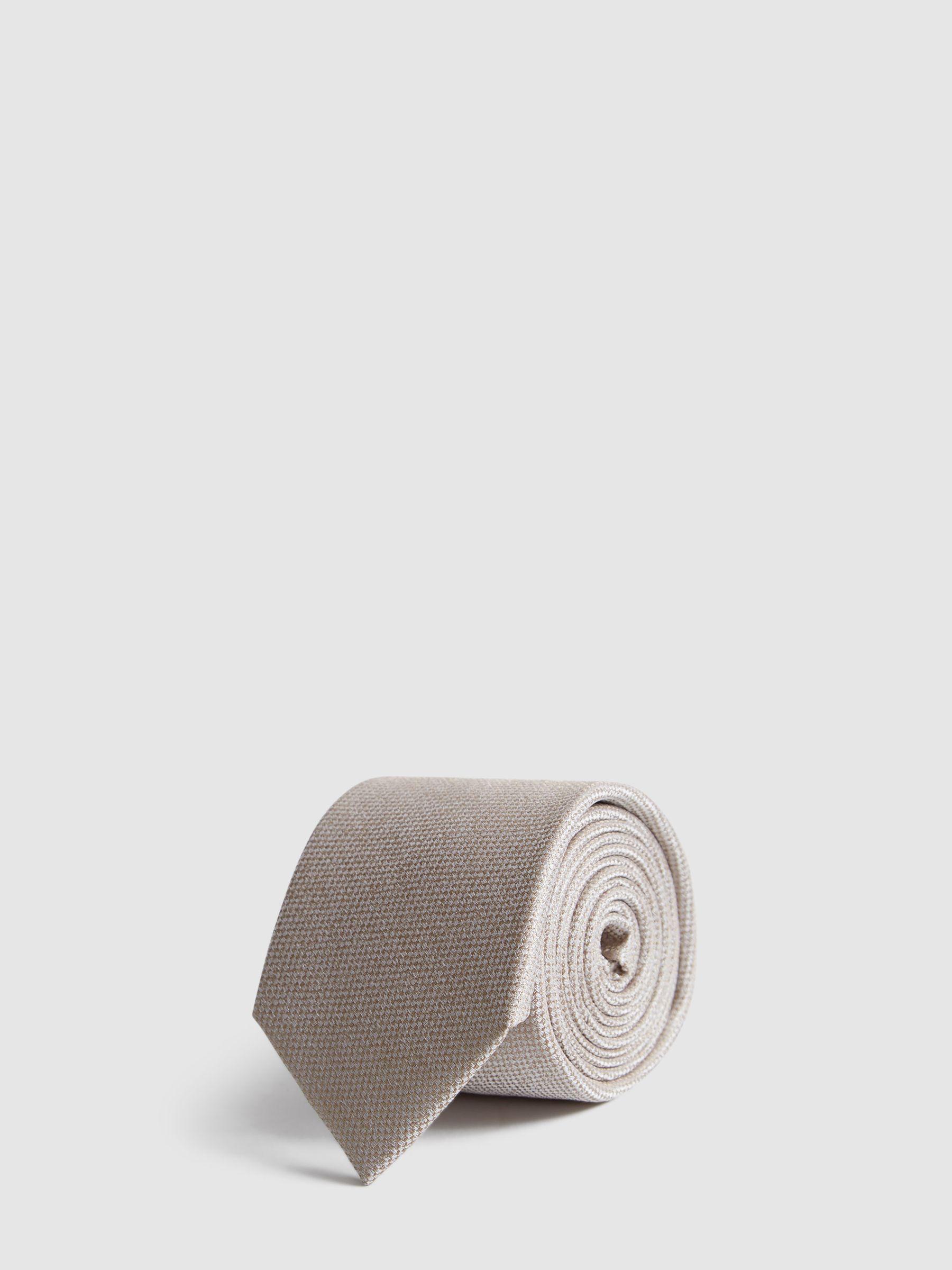 Textured Silk Tie in Champagne - Image 1 of 4