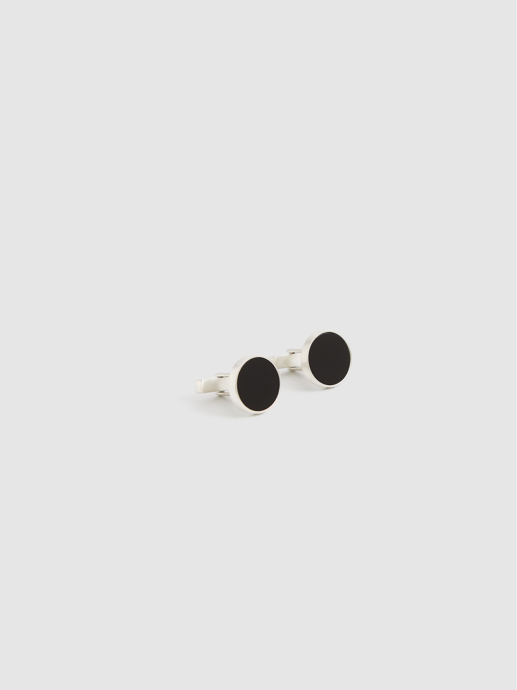 Stone Insert Cufflinks in Black - Image 1 of 5