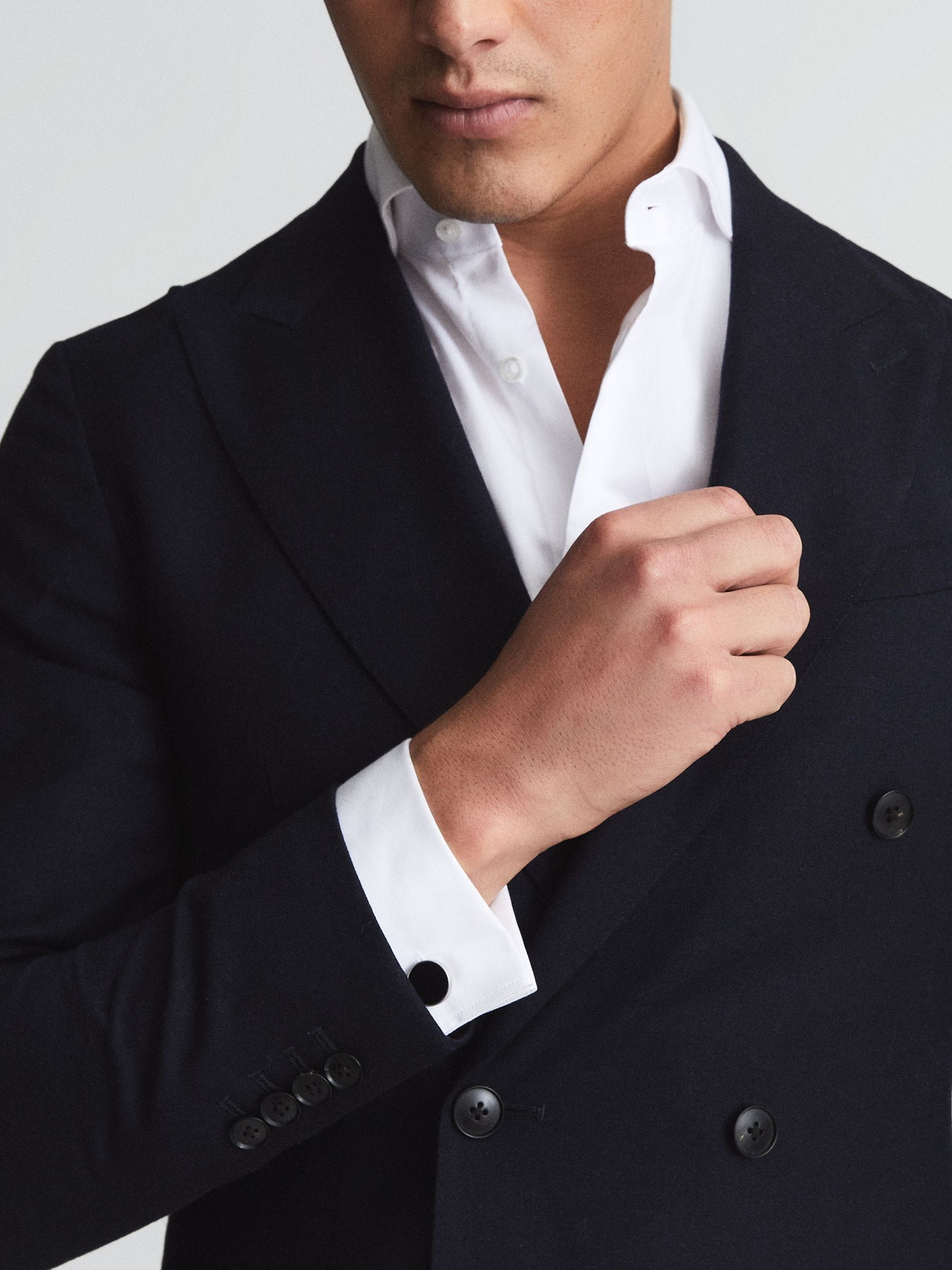 Stone Insert Cufflinks in Black - Image 2 of 5