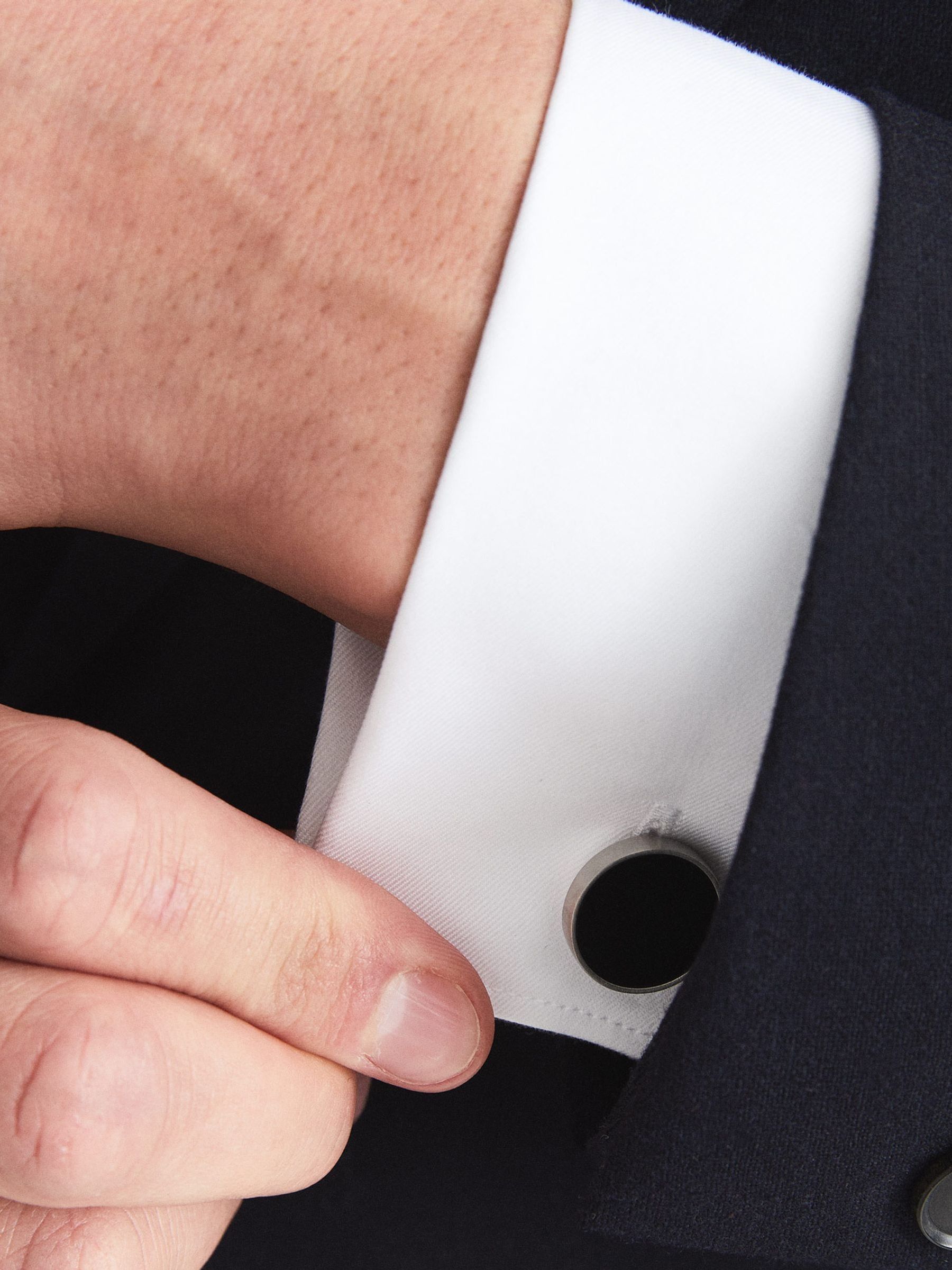 Stone Insert Cufflinks in Black - Image 3 of 5