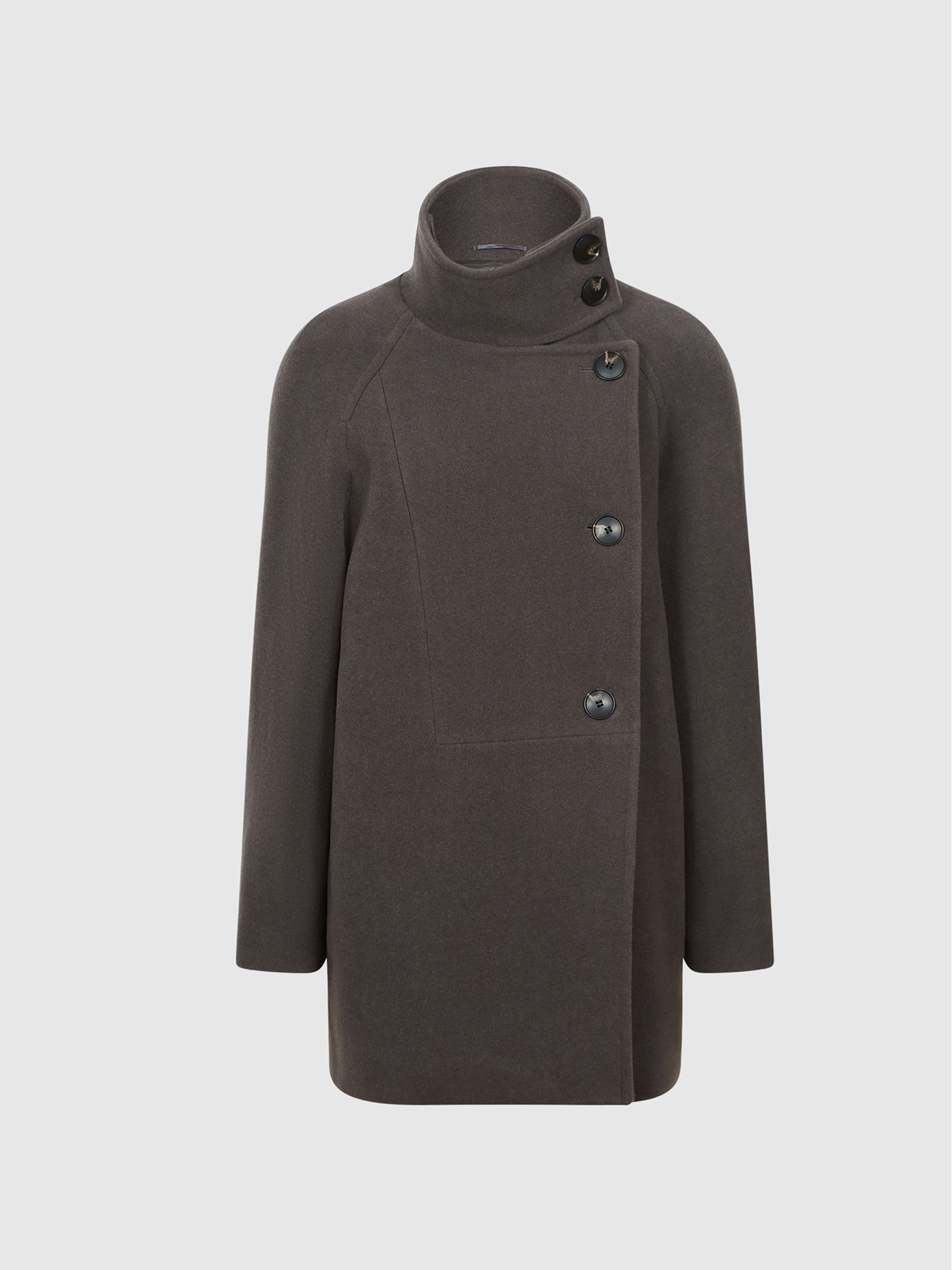 Wool Blend Coat in Dark Aubergine - Image 2 of 7