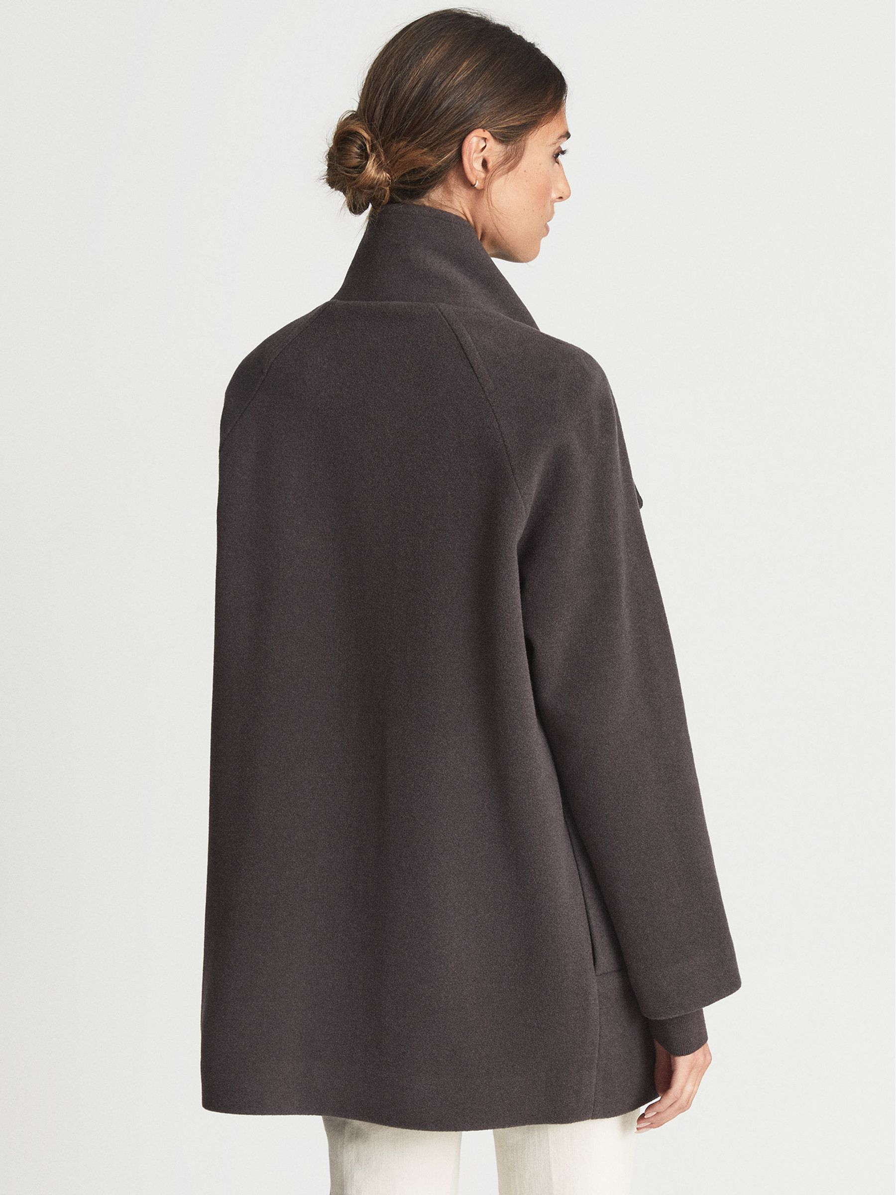 Wool Blend Coat in Dark Aubergine - Image 5 of 7