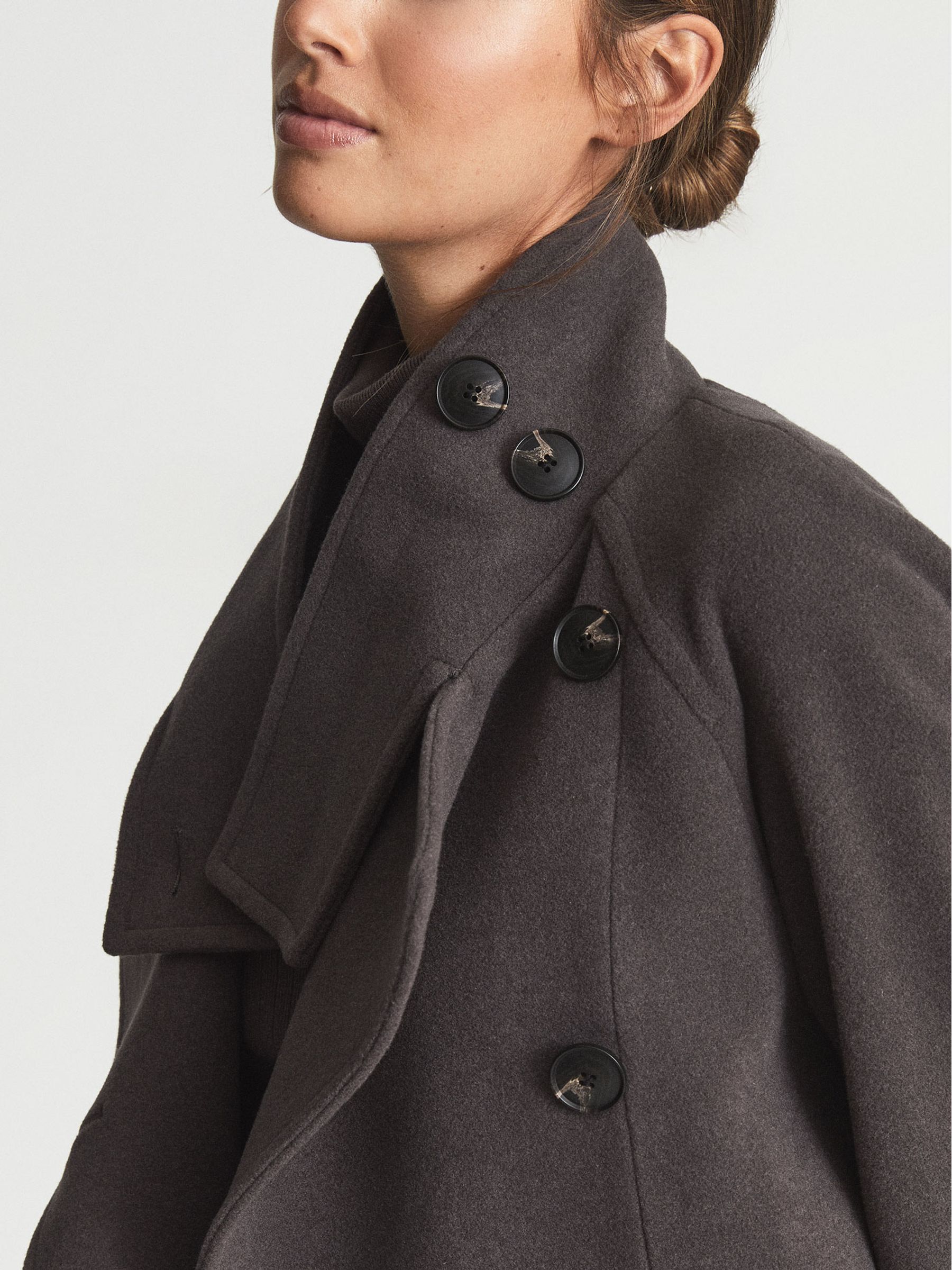 Wool Blend Coat in Dark Aubergine - Image 6 of 7