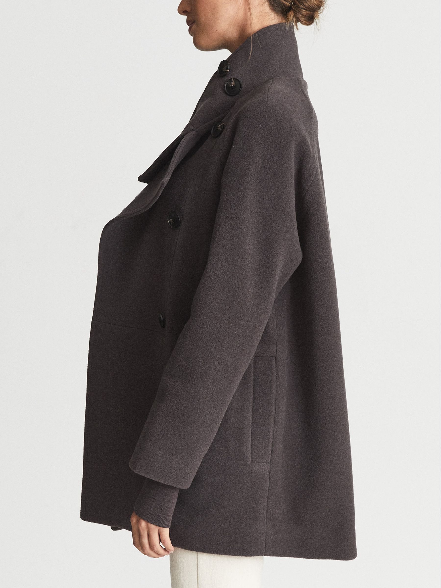 Wool Blend Coat in Dark Aubergine - Image 7 of 7