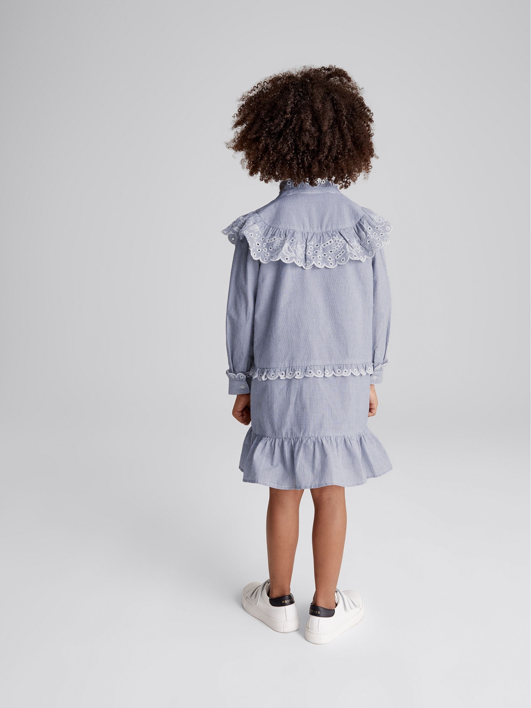 Stripe Embroidered Collar Dress in Blue - Image 5 of 7