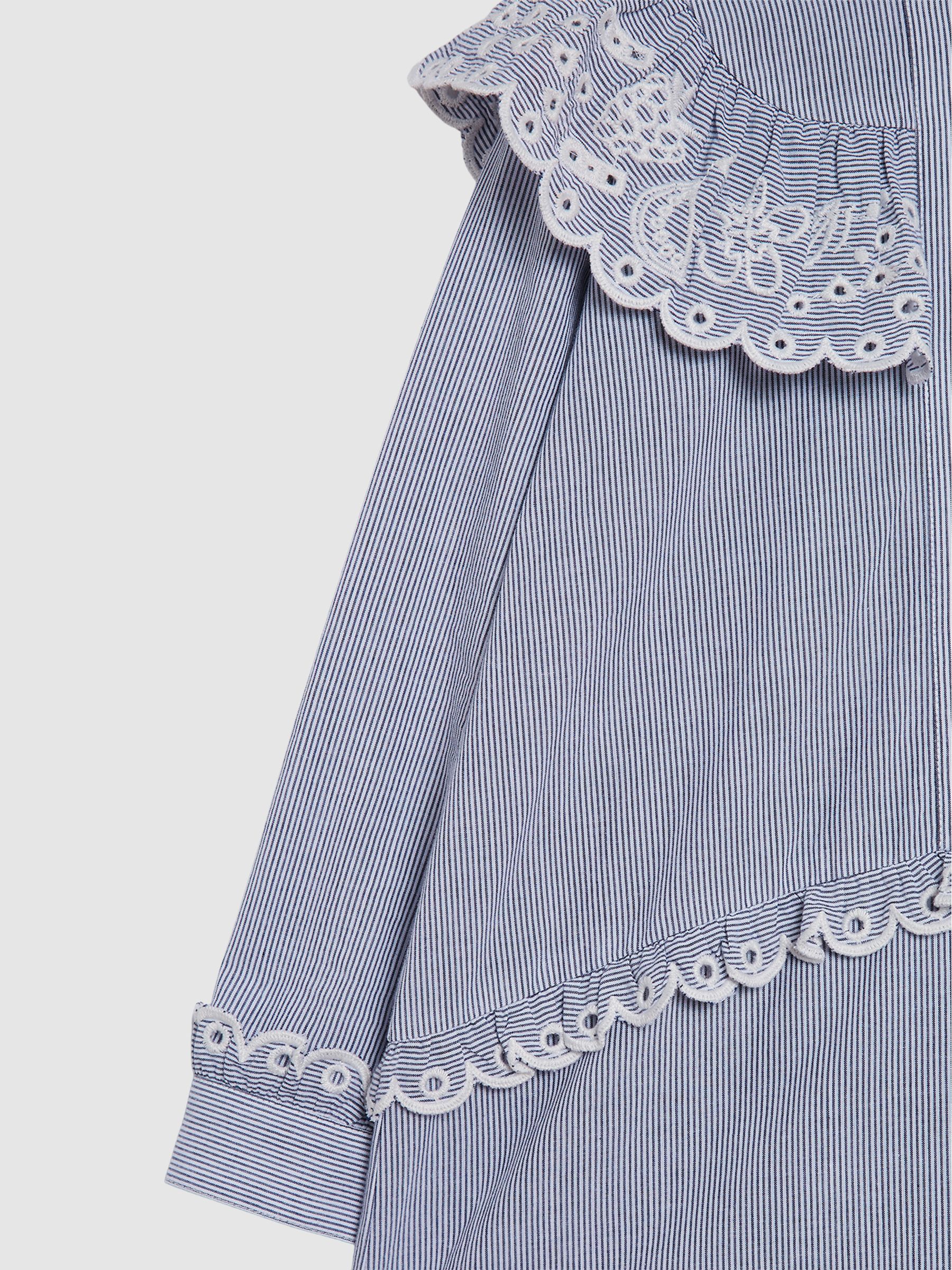 Stripe Embroidered Collar Dress in Blue - Image 7 of 7