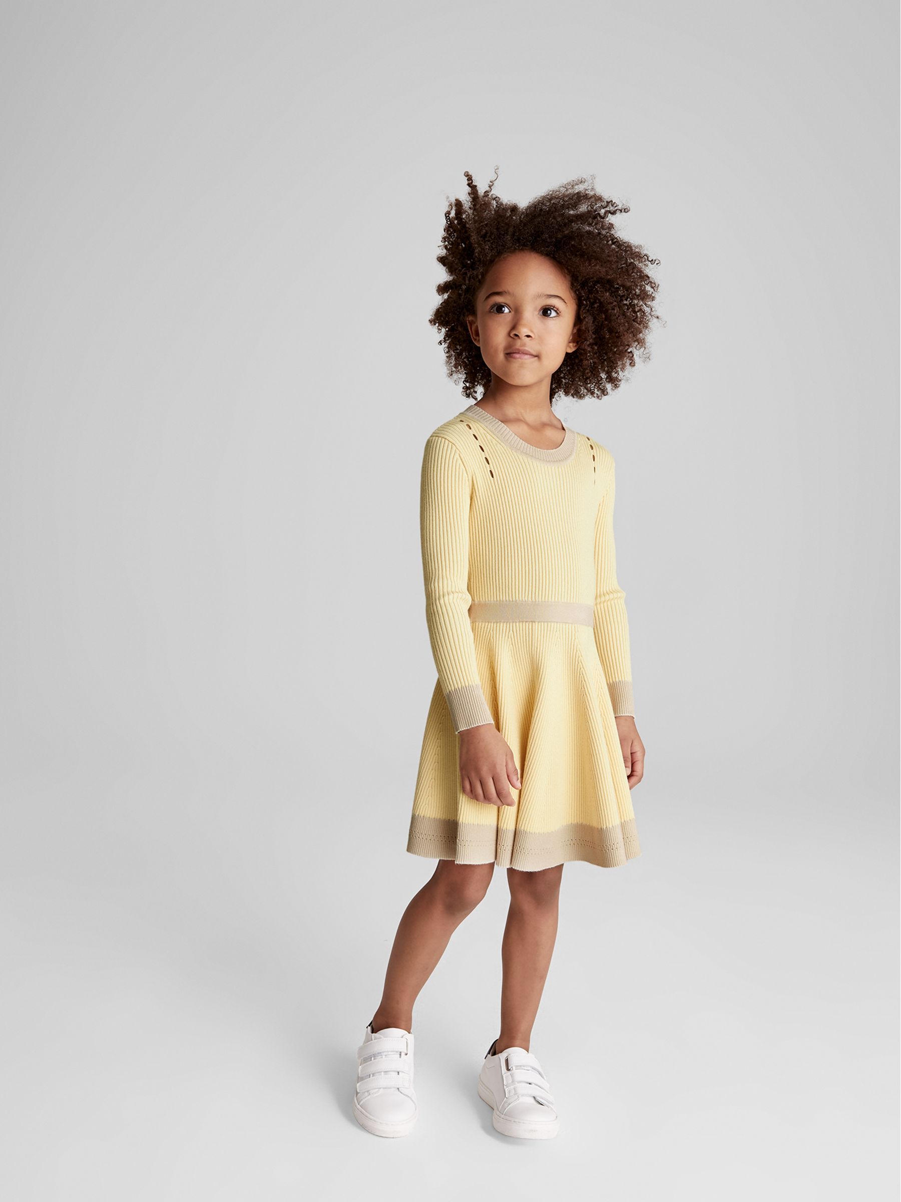 Colourblock Knitted Dress in Yellow - Image 4 of 6