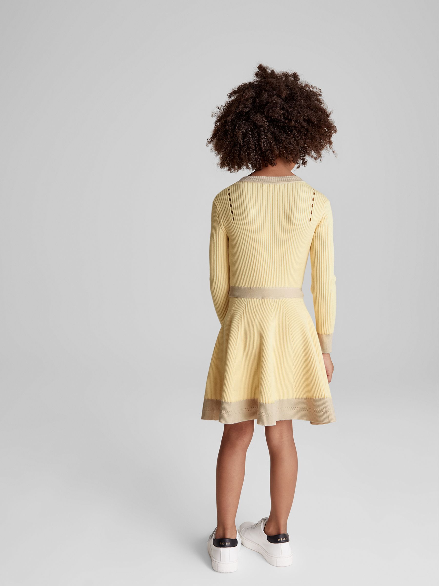 Colourblock Knitted Dress in Yellow - Image 5 of 6