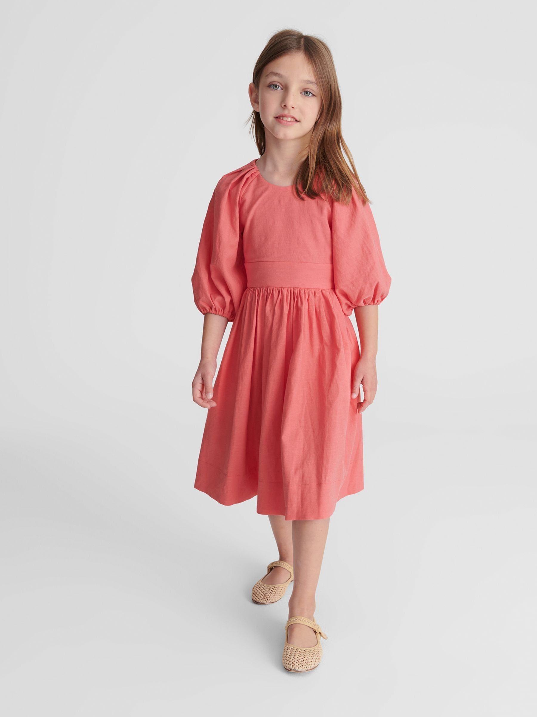 Bow Back Dress in Coral - Image 1 of 4