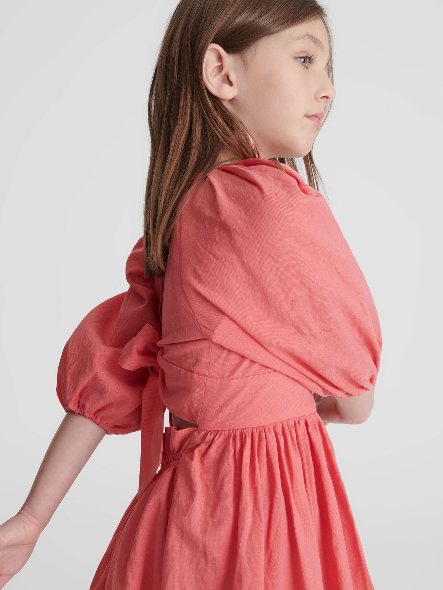 Bow Back Dress in Coral - Image 2 of 4